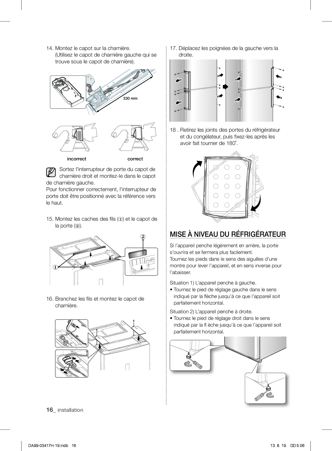 Samsung RL58GQGIH1/XEF, RL56GHGMG1/XEF, RL63GQERS1/XEF, RL58GQBMG1/XEF, RL56GHGTS1/XEF manual Mise À Niveau DU Réfrigérateur 