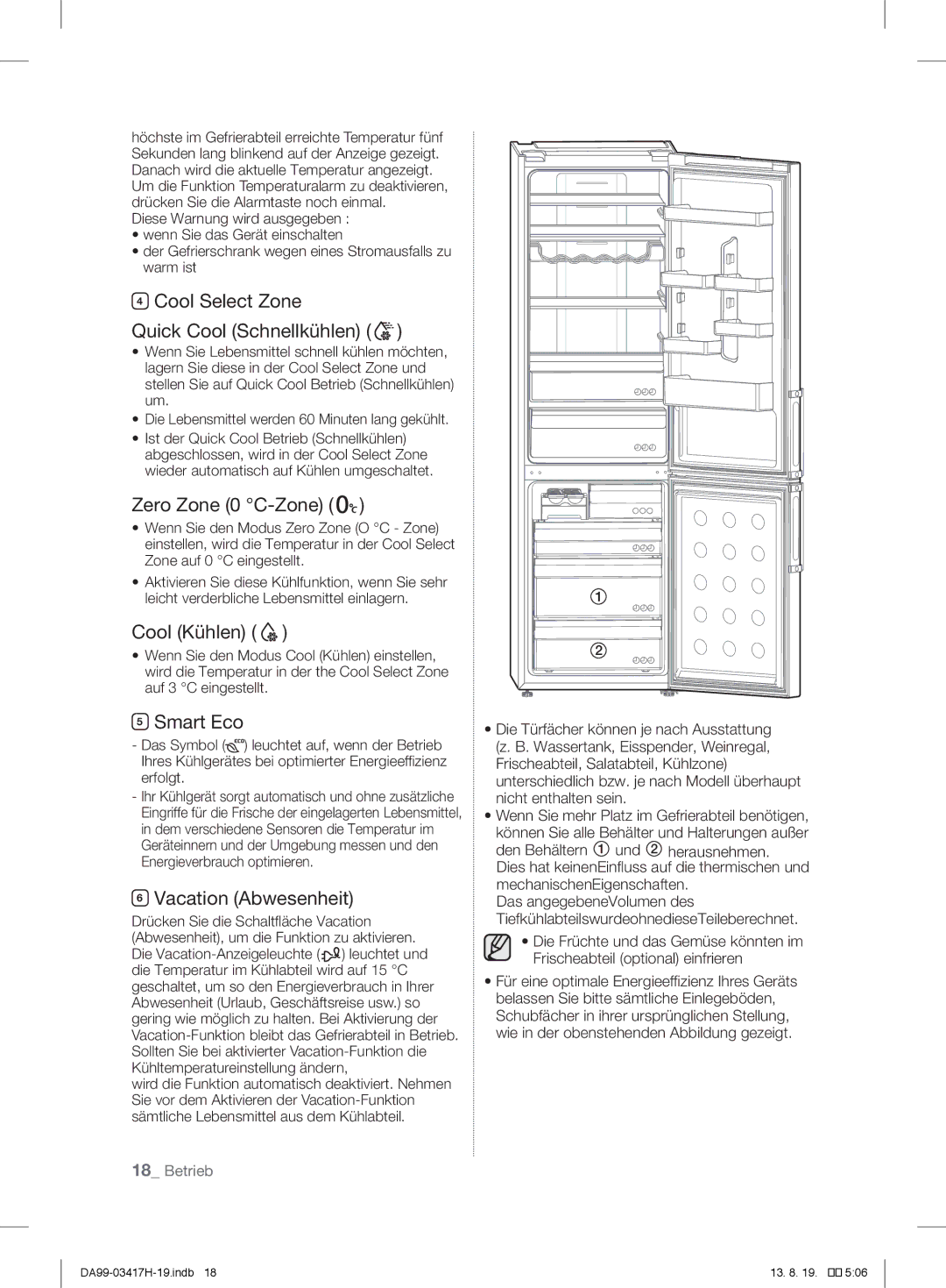 Samsung RL58GQERS1/XEF manual Cool Select Zone Quick Cool Schnellkühlen, Zero Zone 0 C-Zone, Cool Kühlen, Smart Eco 