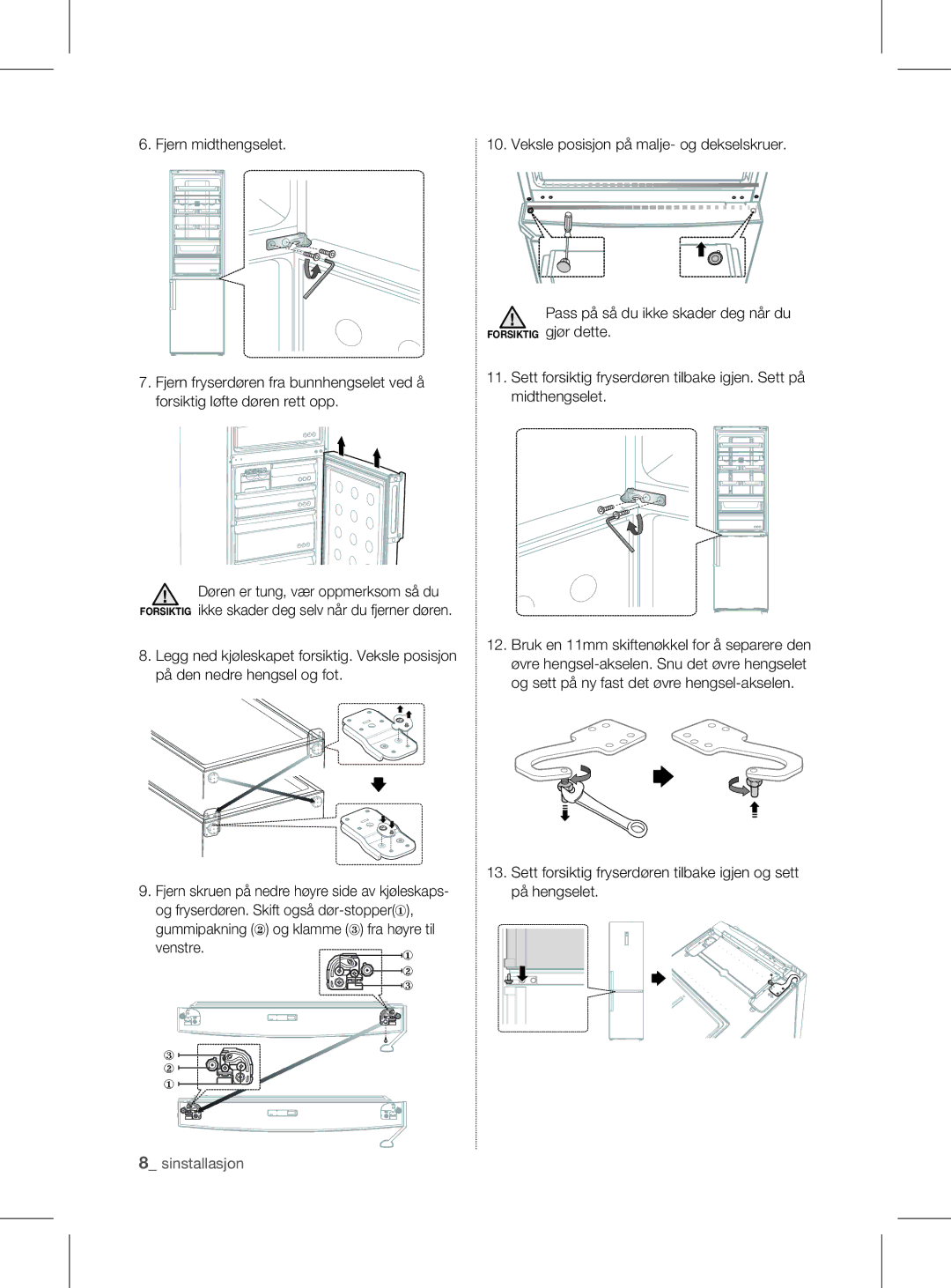 Samsung RL56GHGRS1/XEF manual Og fryserdøren. Skift også dør-stopper① 