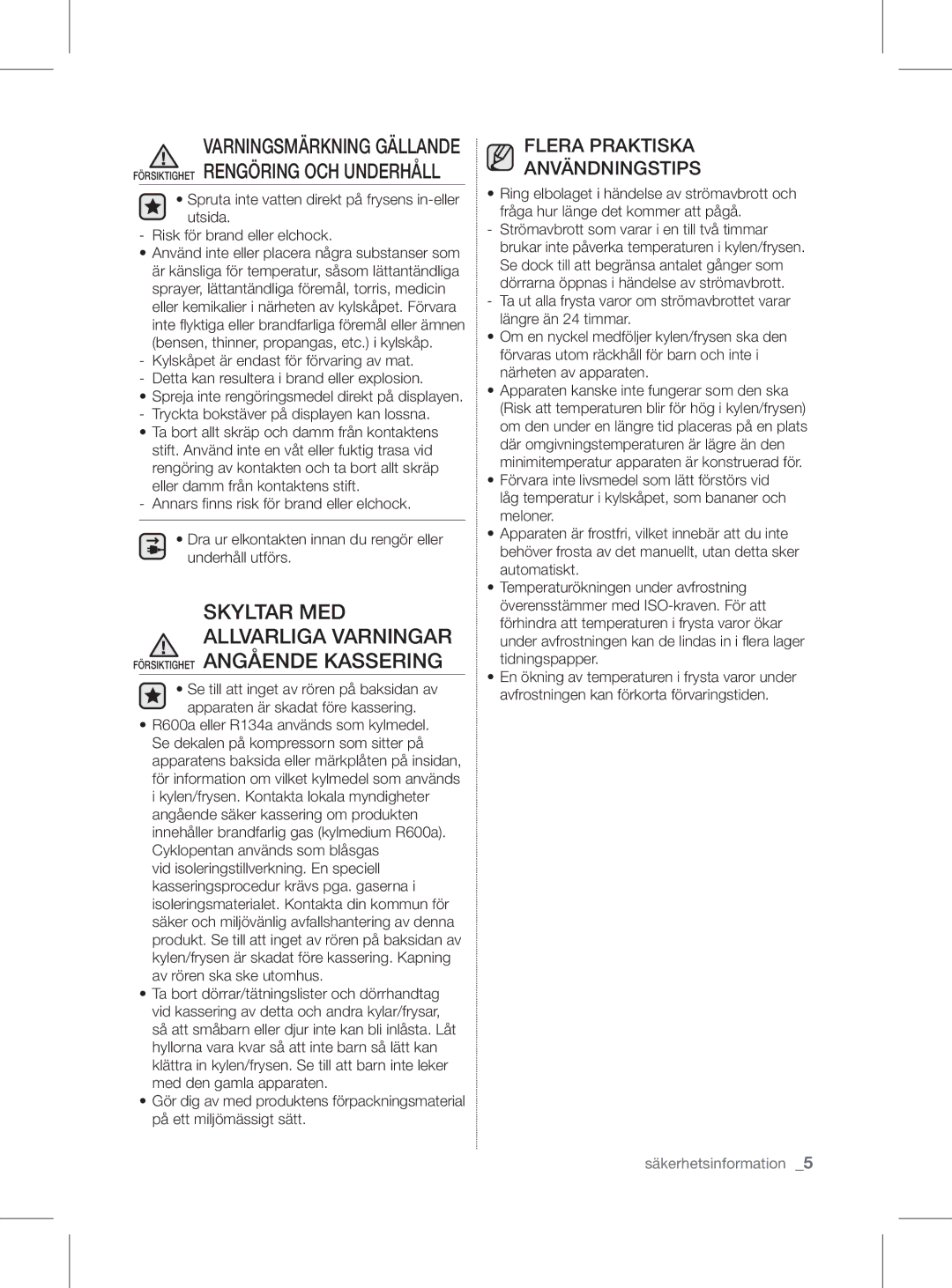 Samsung RL56GHGRS1/XEF manual Flera Praktiska Användningstips 