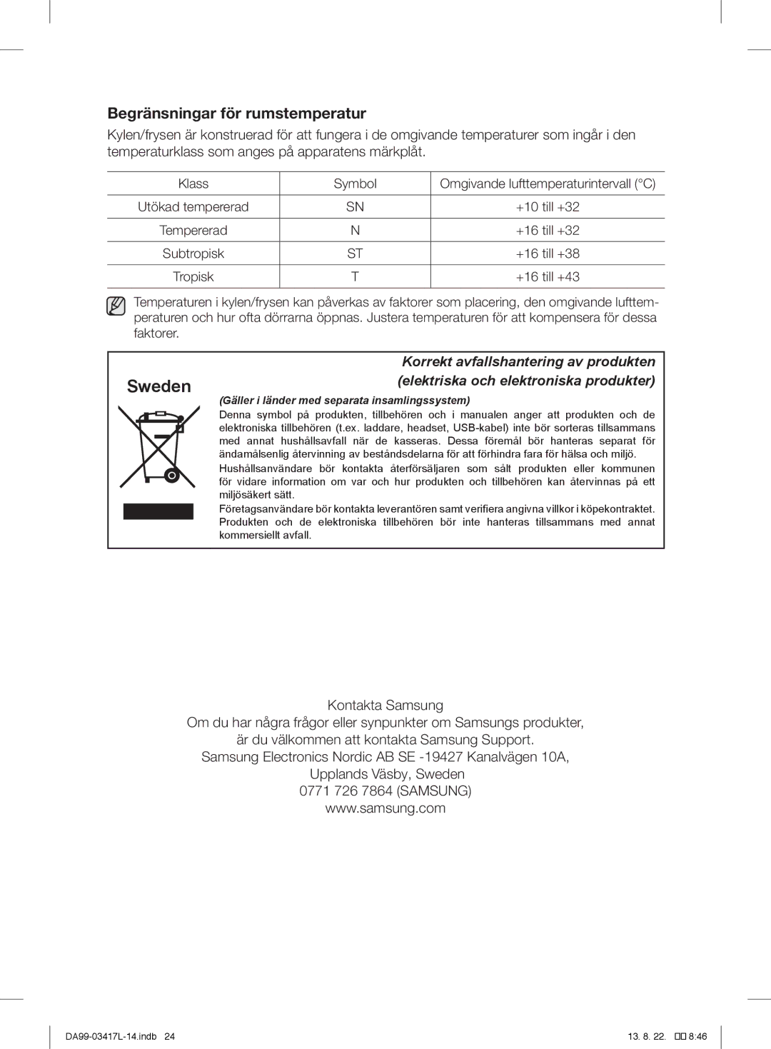 Samsung RL56GSBSW1/XEF, RL56GSBIH1/XEF, RL56GHGRS1/XEF, RL56GHGSW1/XEF, RL60GHESW1/XEF, RL56GEGSW1/XEF, RL60GHEBP1/XEF Sweden 