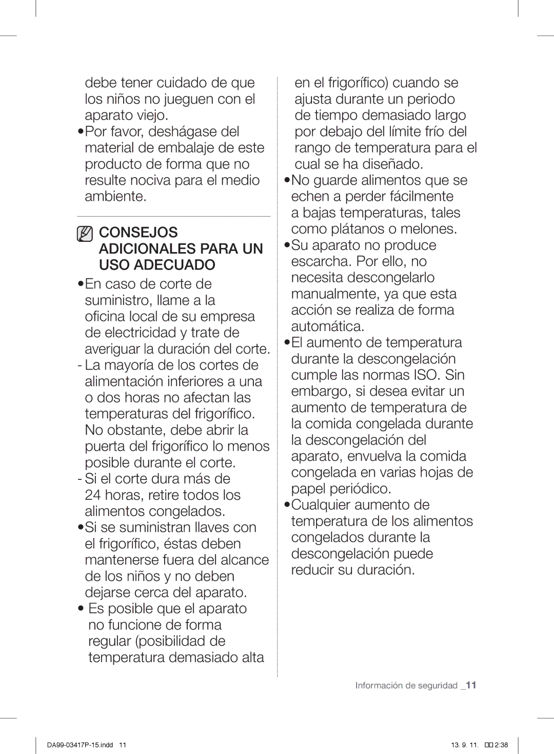 Samsung RL58GEGSW1/XEF, RL56GSBIH1/XEF, RL56GREIH1/XEF, RL60GZGIH1/XEF manual Consejos Adicionales Para UN USO Adecuado 