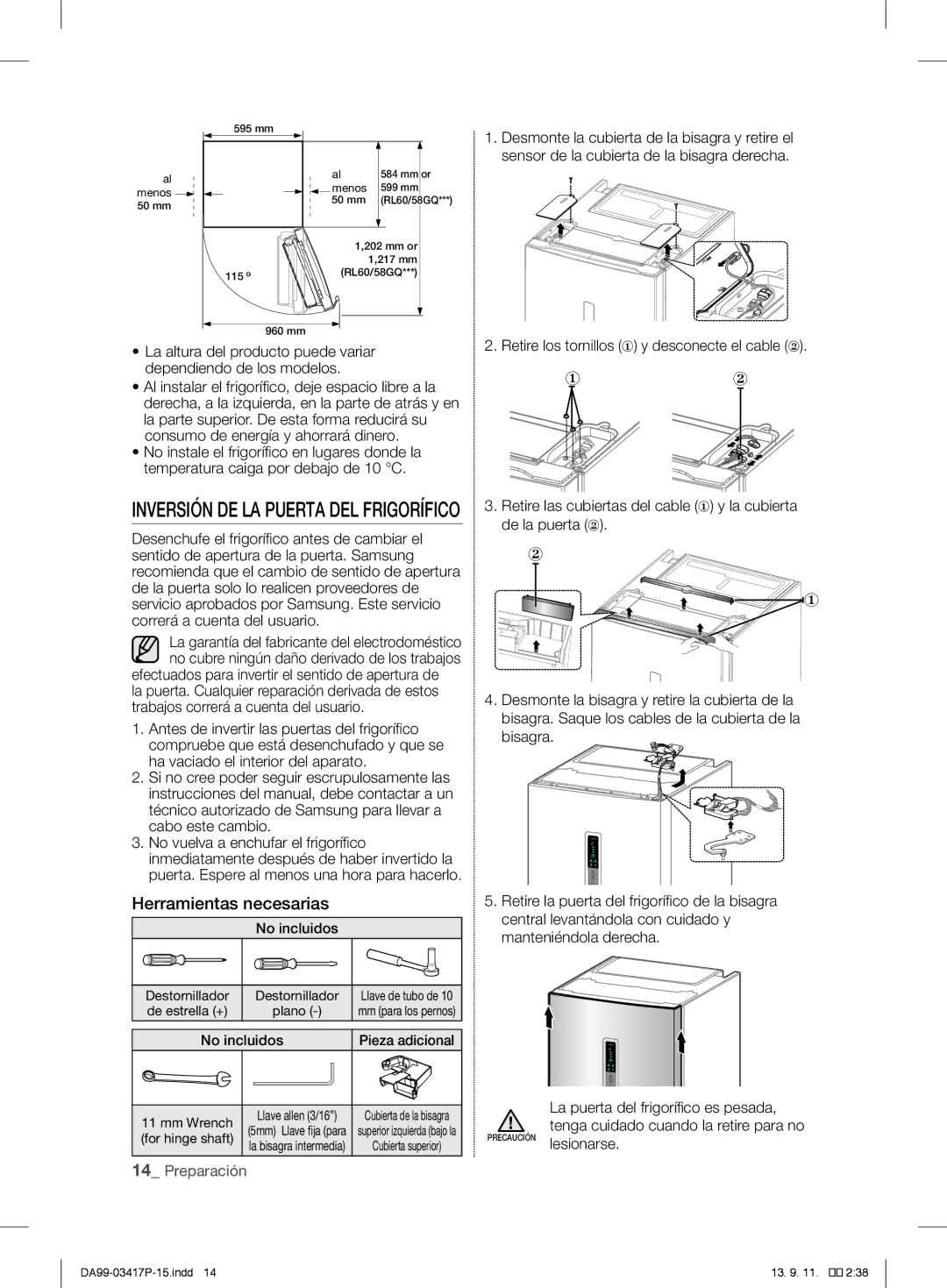 Samsung RL60GQERS1/XEF, RL56GSBIH1/XEF, RL56GREIH1/XEF, RL60GZGIH1/XEF, RL56GEGSW1/XEF, RL58GEGIH1/XEF, RL60GHEIH1/XEF manual ① ② 