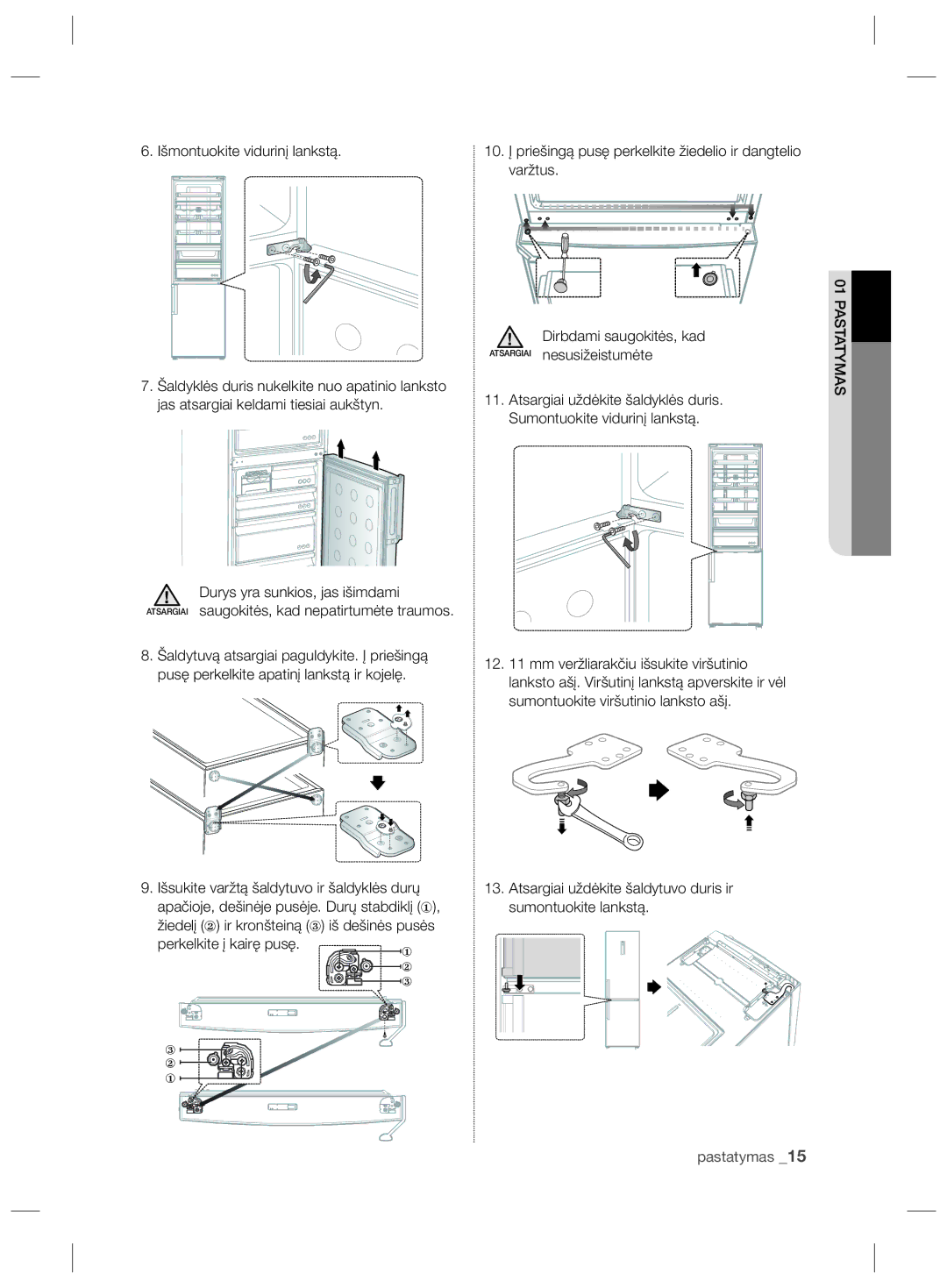 Samsung RL60GGERS1/XEF, RL56GSBVB1/XEF, RL58GPGIH1/XEF, RL60GHEIH1/XEF, RL56GSBSW1/XEF, RL56GEGIH1/XEF manual Pastatymas 