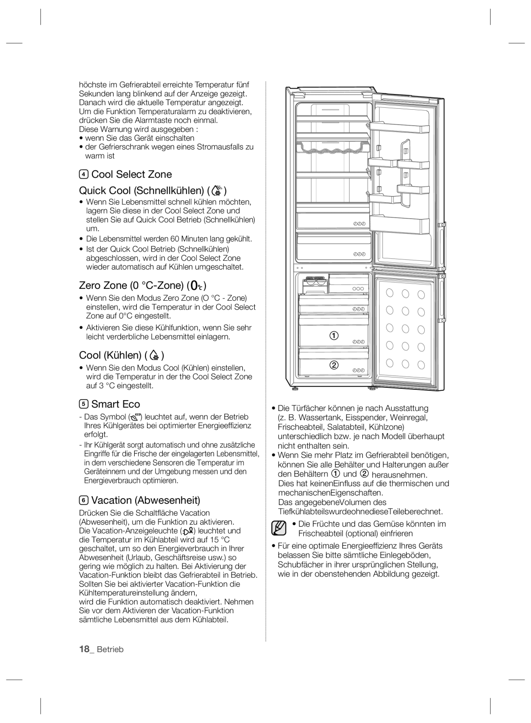 Samsung RL60GEGIH1/XEF manual Cool Select Zone Quick Cool Schnellkühlen, Zero Zone 0 C-Zone, Cool Kühlen, Smart Eco 