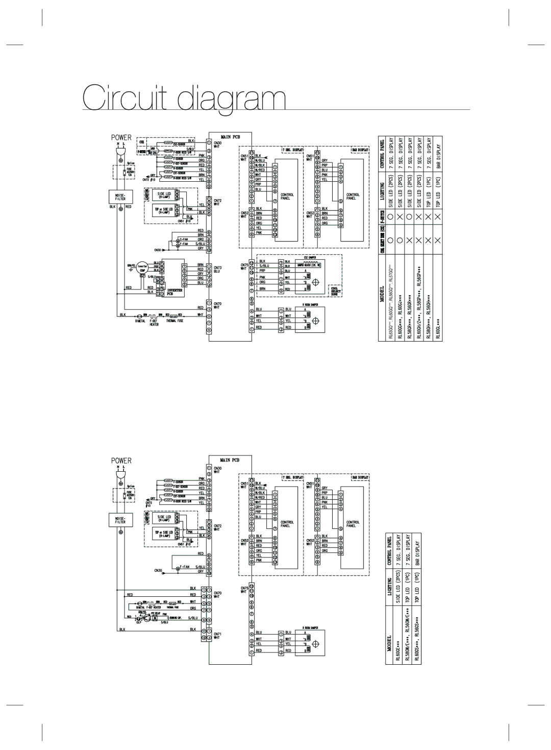 Samsung RL60GQGIH1/XEF, RL58GQBMG1/XEF, RL56GSBIH1/XEF, RL56GHGTS1/XEF, RL56GSBVB1/XEF, RL56GREIH1/XEF manual Circuit diagram 