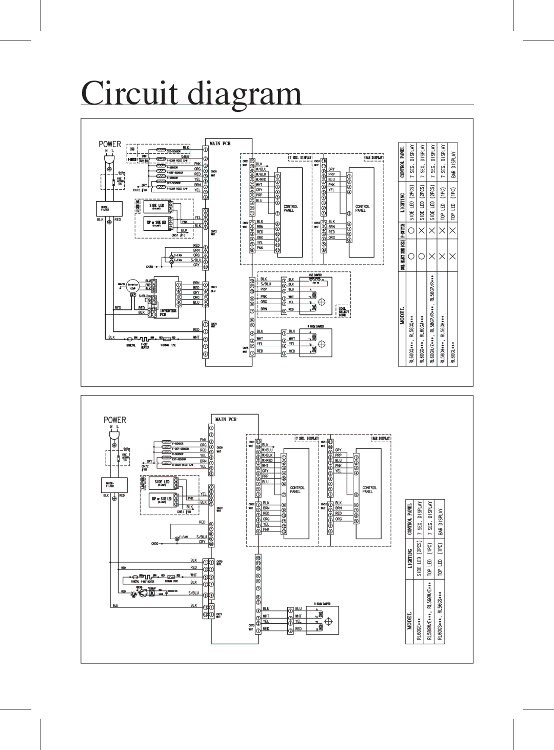 Samsung RL59GYBVB2/BWT, RL59GYBIH1/BWT, RL59GYBIH2/BWT, RL59GYBMG1/BWT, RL59GYBSW2/BWT, RL59GYBMG2/BWT manual Circuit diagram 