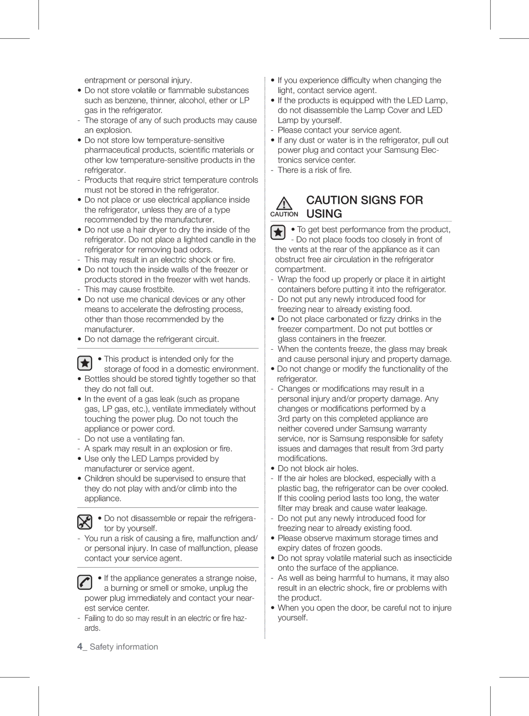 Samsung RL58*, RL60*, RL56* user manual Entrapment or personal injury, Refrigerator 