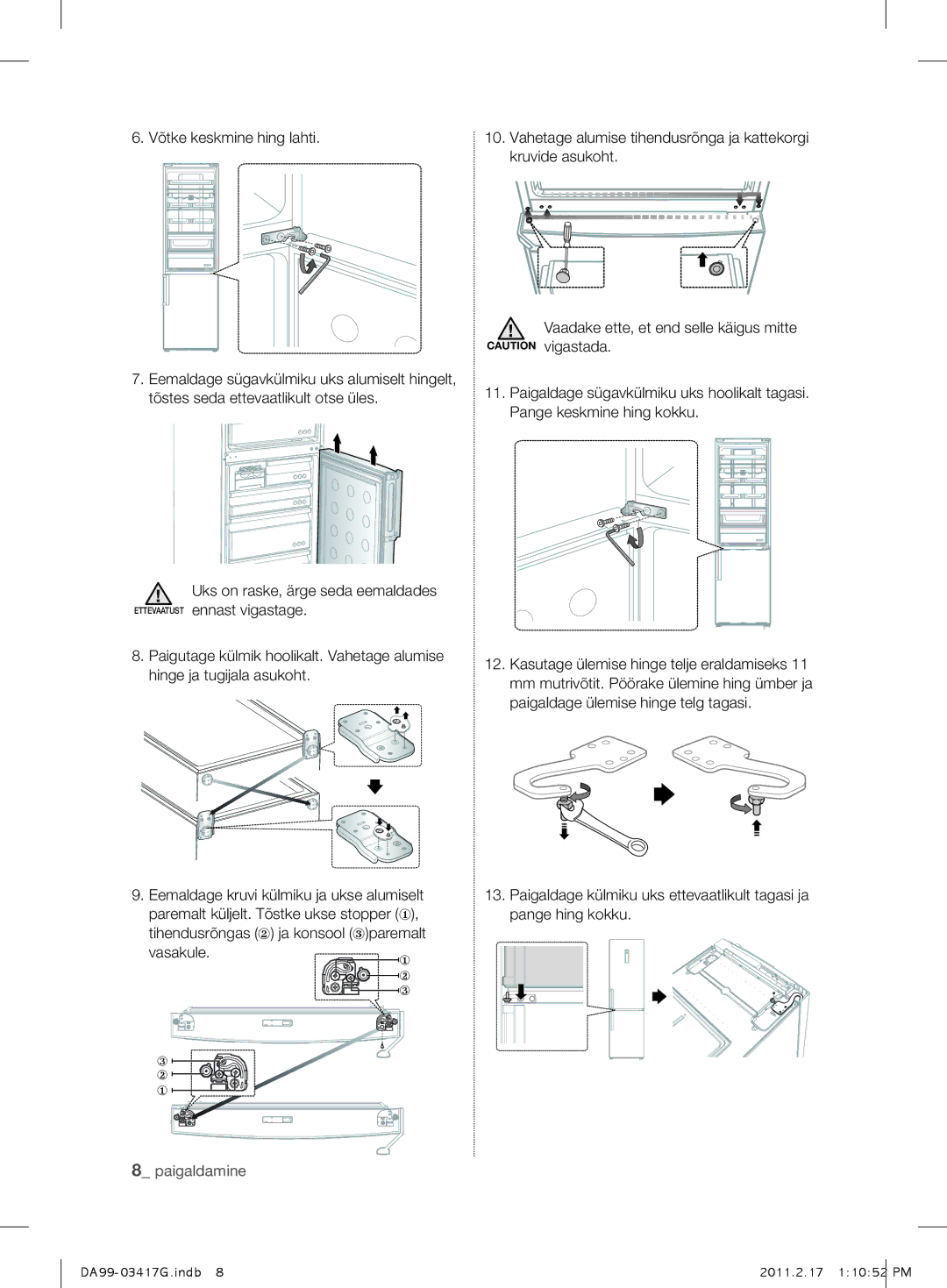 Samsung RL58GHEIH1/BWT, RL60GGERS1/XEF, RL60GGERS1/BWT, RL60GZGTS1/BWT, RL60GZEIH1/BWT, RL56GREIH1/BWT manual Vasakule 