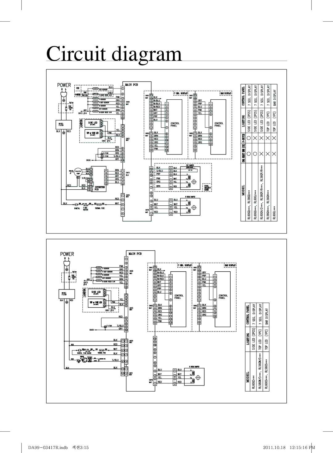 Samsung RL60GEEMG1/BWT, RL60GGGRS1/XEF, RL59GYBSW1/BWT manual Circuit diagram 