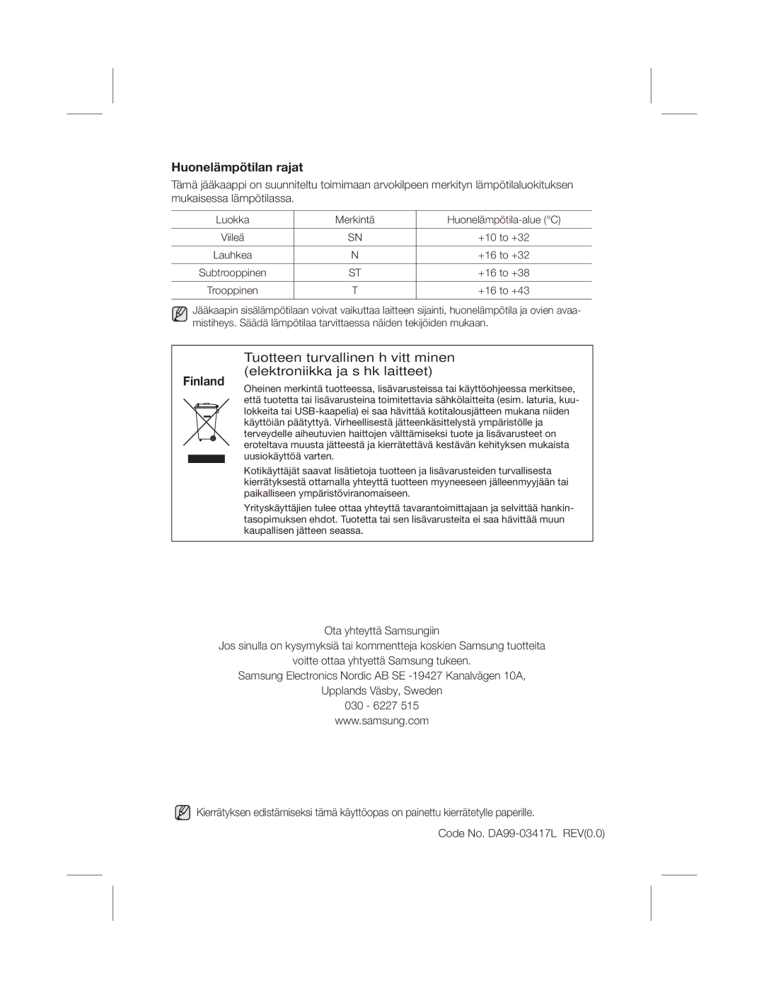 Samsung RL60GHEBP1/XEF manual Xrnnd, Merkintä +XRQHOPS¸WLODDOXHr&, Subtrooppinen, Trooppinen, Dxknhd 