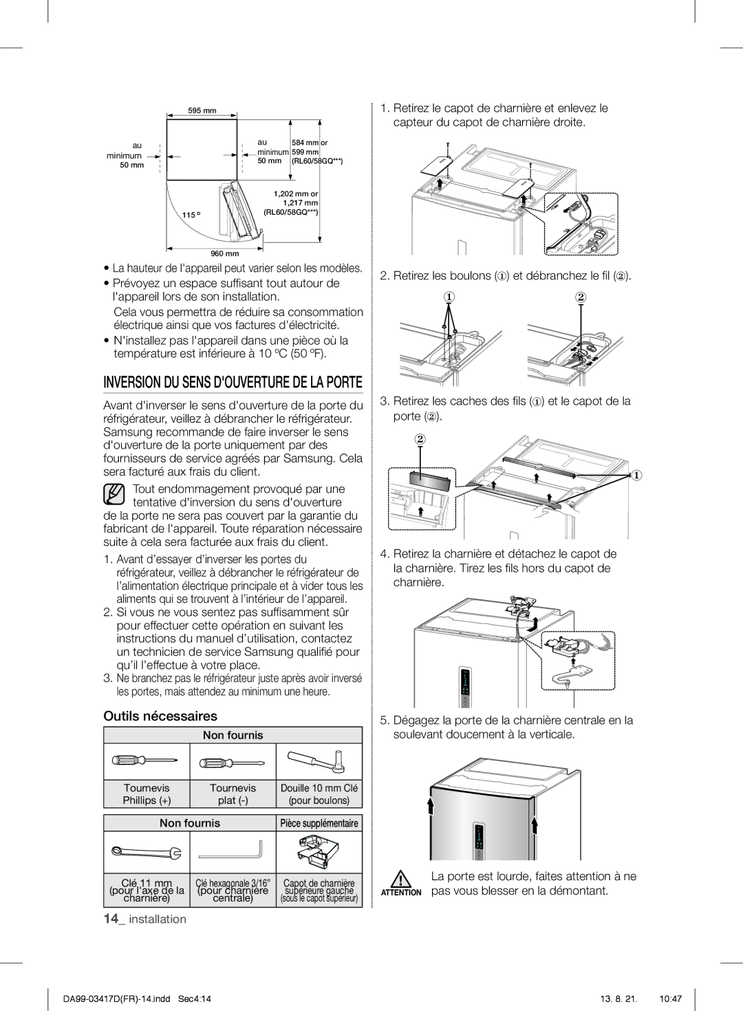 Samsung RL60GEESW1/XEF, RL60GTEIH1/XEF, RL60GGERS1/XEF, RL56GWGTS1/XEF, RL58GEGMG1/XEF, RL56GEGBP1/XEF, RL58GWGIH1/XEF manual ① ② 