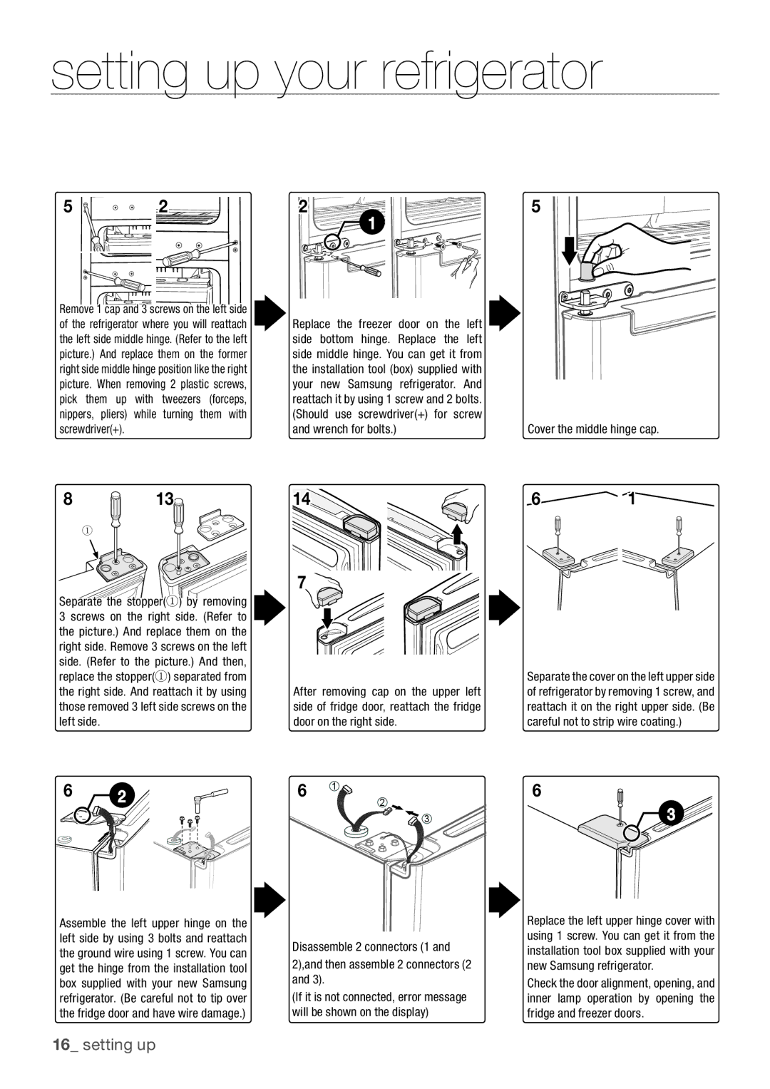 Samsung RL62SBPN1/GHA, RL67VCPN1/XFA manual Disassemble 2 connectors 1 Then assemble 2 connectors 2 