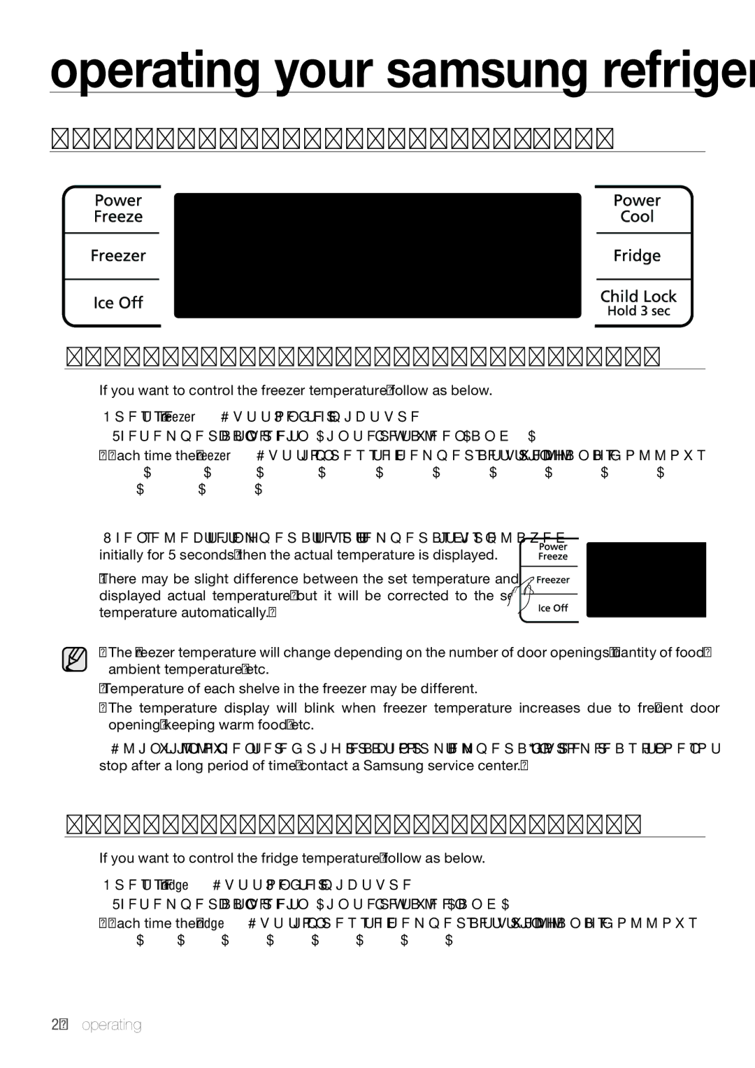 Samsung RL67SBSH1/SML manual Controlling the Temperature, Setting the freezer temperature, Setting the fridge temperature 