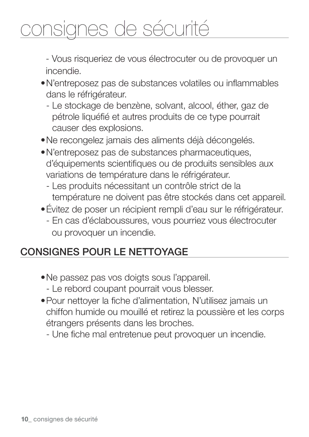 Samsung RL62VCTS1/XEF, RL62VCPN1/XEF, RL62ZBTS1/XEF, RL62ZBSH1/XEF, RL62ZBPN1/XEF, RL62VCSW1/XEF Consignes Pour LE Nettoyage 