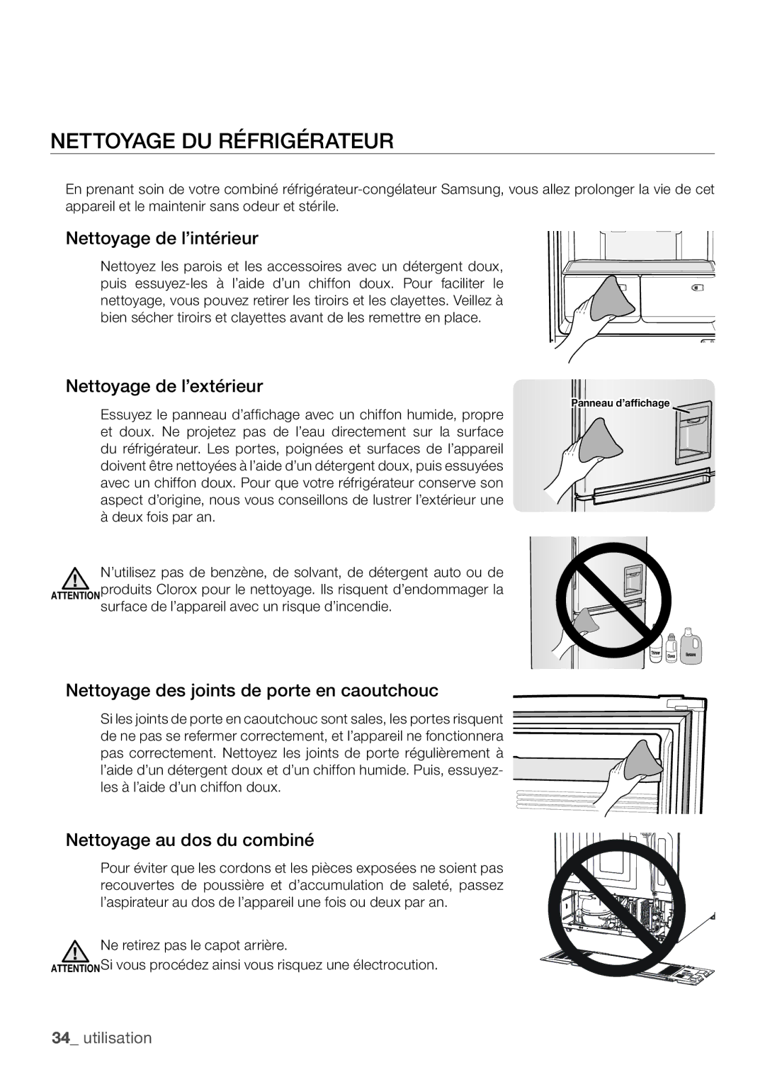 Samsung RL62VCSH1/XEF, RL62VCPN1/XEF manual Nettoyage DU Réfrigérateur, Nettoyage de l’intérieur, Nettoyage de l’extérieur 