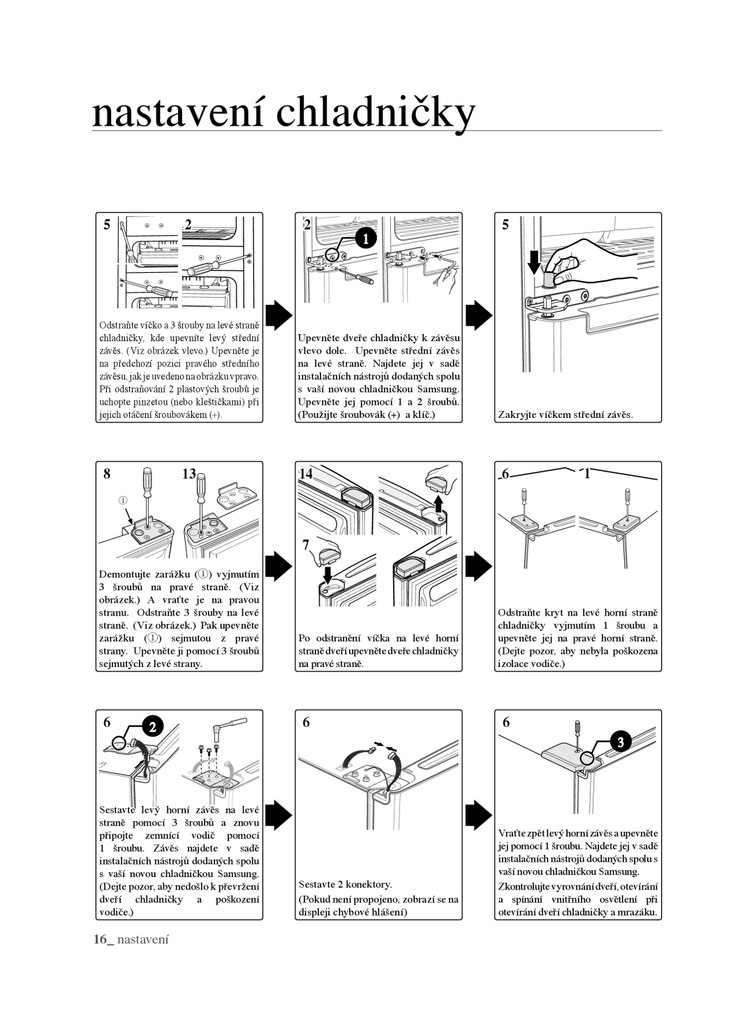 Samsung RL62VCSH1/XEO manual Nastavení chladničky 