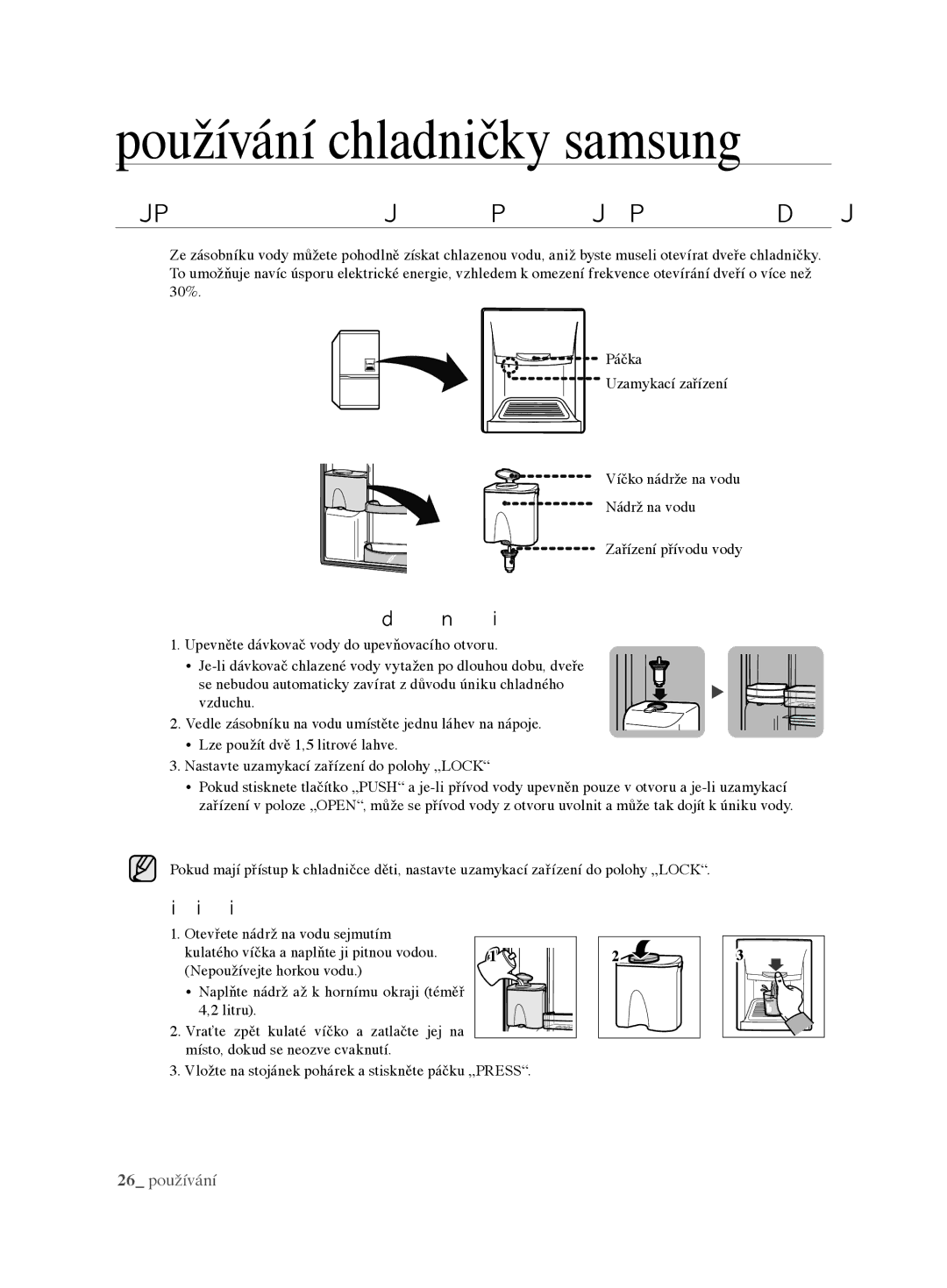 Samsung RL62VCSH1/XEO manual Přehled, Plnění nádrže vodou 