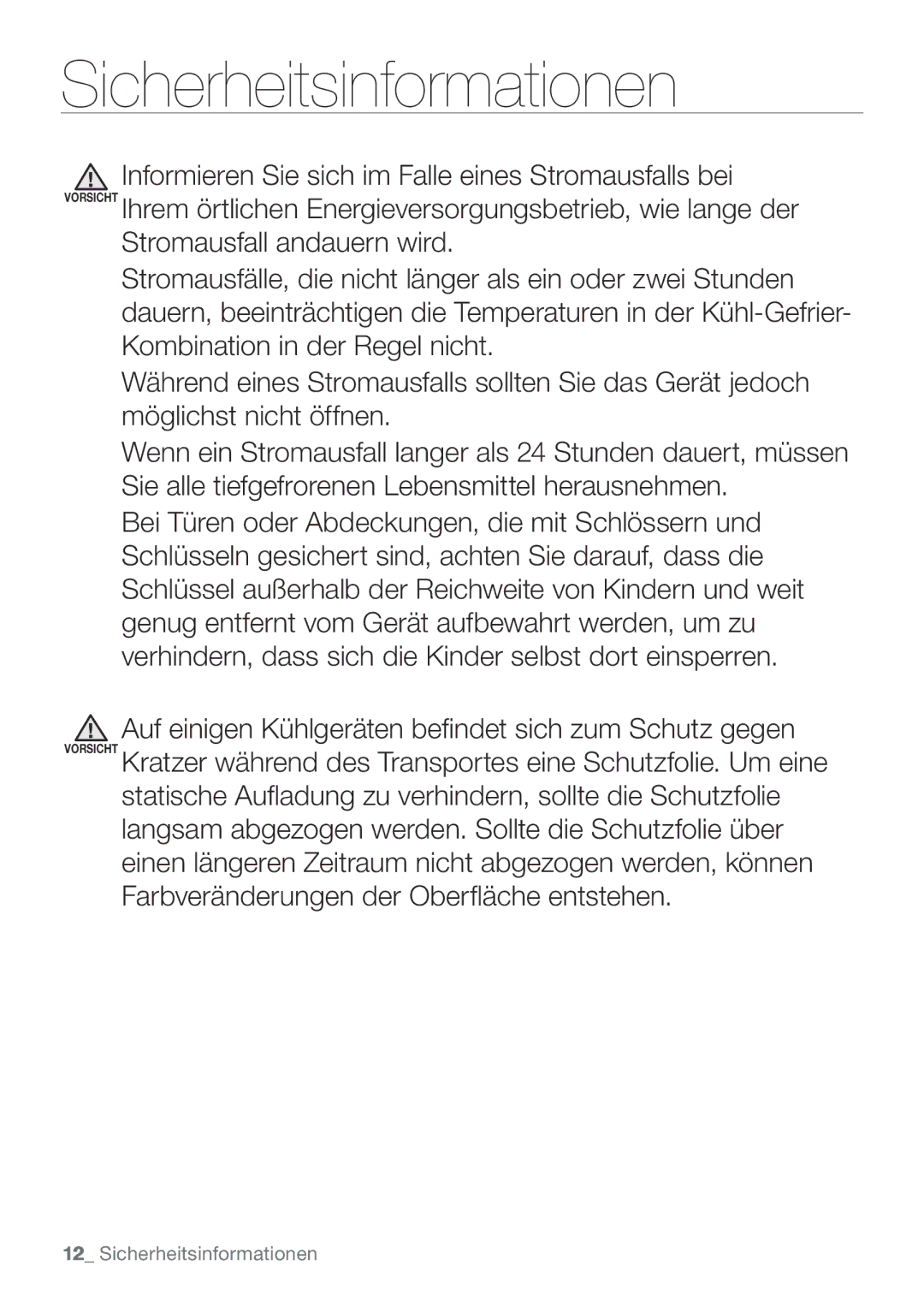 Samsung RL62VCTS1/XEF, RL62ZBPN1/XES, RL62ZBSH1/XES, RL62ZBPN1/ANU, RL62VCPN1/XEF, RL62ZBTS1/XEF manual Sicherheitsinformationen 