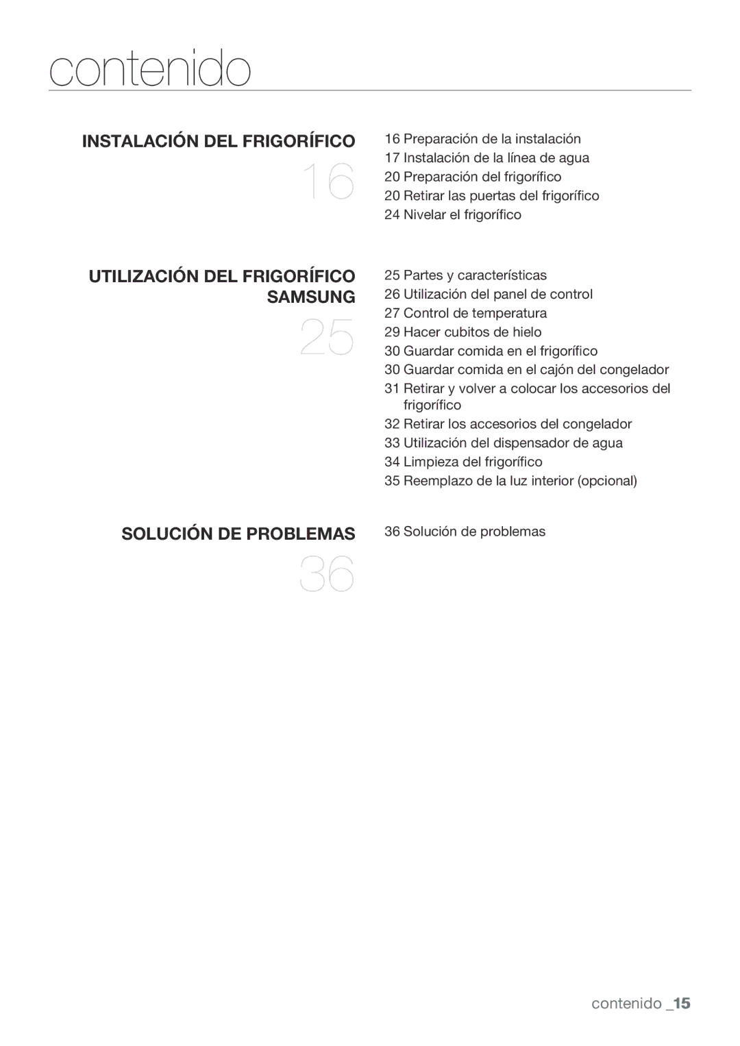 Samsung RL62ZBSH1/XES, RL67VCSH1/XES, RL62VCSW1/XES, RL62VCPN1/XES, RL62VCSH1/XES manual Contenido 