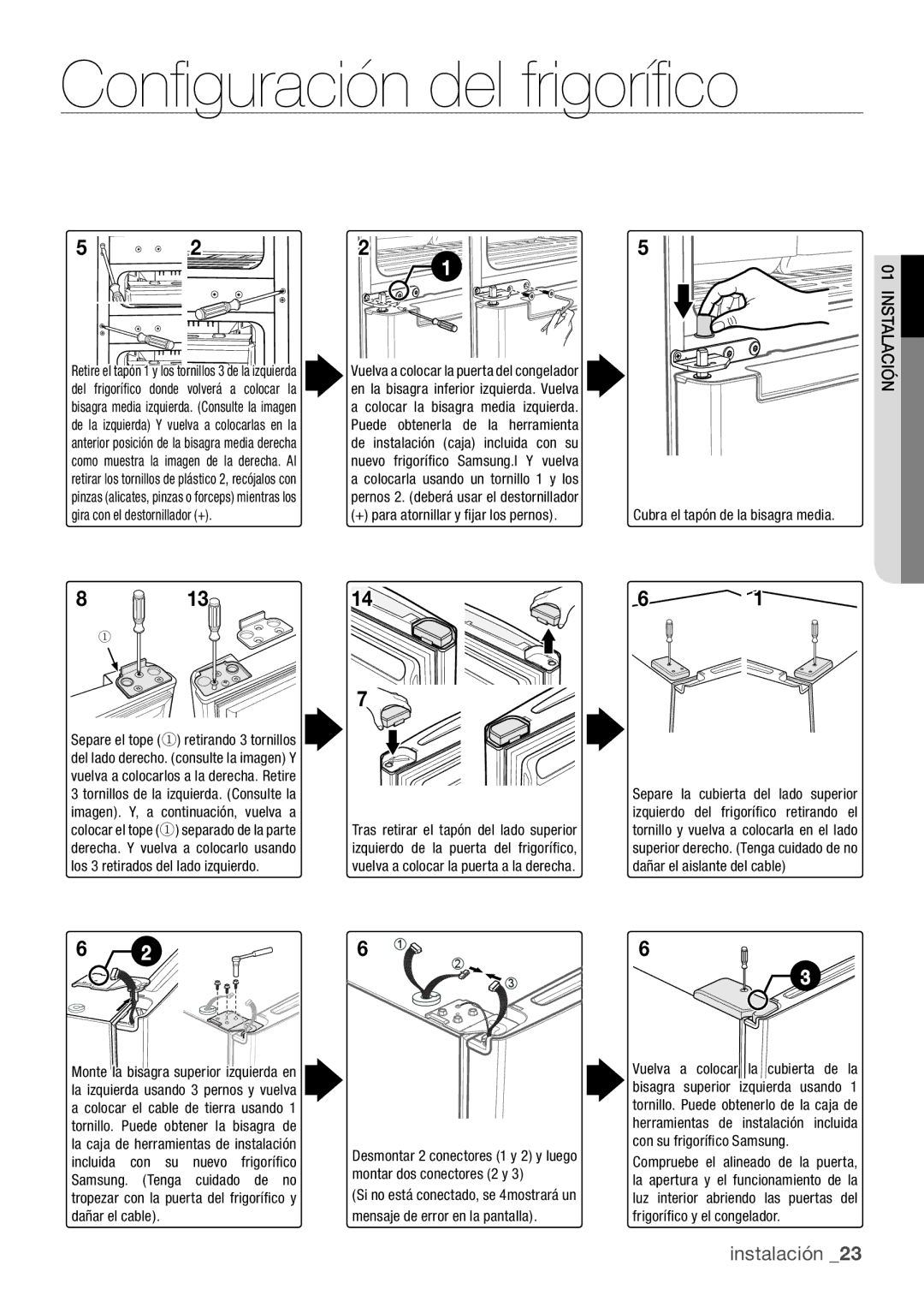 Samsung RL62VCPN1/XES, RL62ZBSH1/XES, RL67VCSH1/XES, RL62VCSW1/XES, RL62VCSH1/XES manual Instalación 