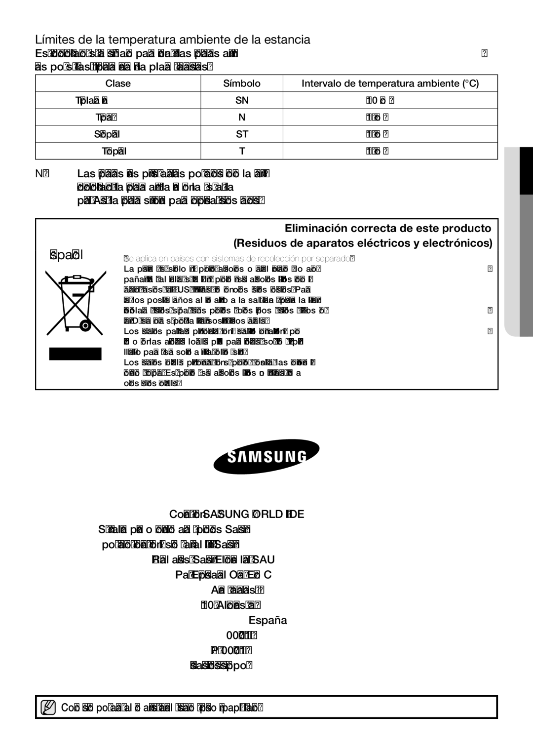 Samsung RL62VCSH1/XES, RL62ZBSH1/XES, RL67VCSH1/XES, RL62VCSW1/XES, RL62VCPN1/XES manual Español 