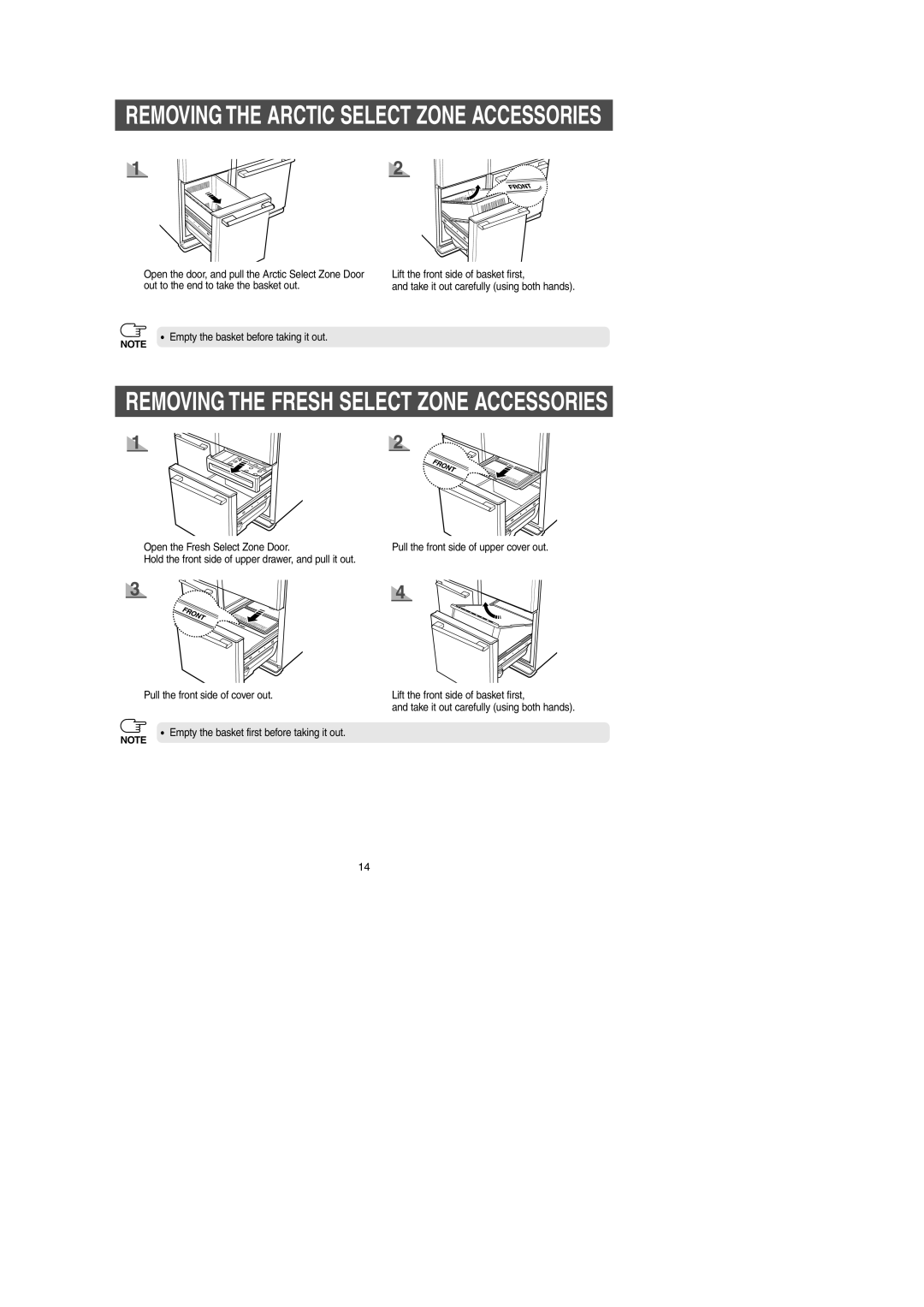 Samsung RM255AB*, RM257AB* owner manual Removing the Arctic Select Zone Accessories 