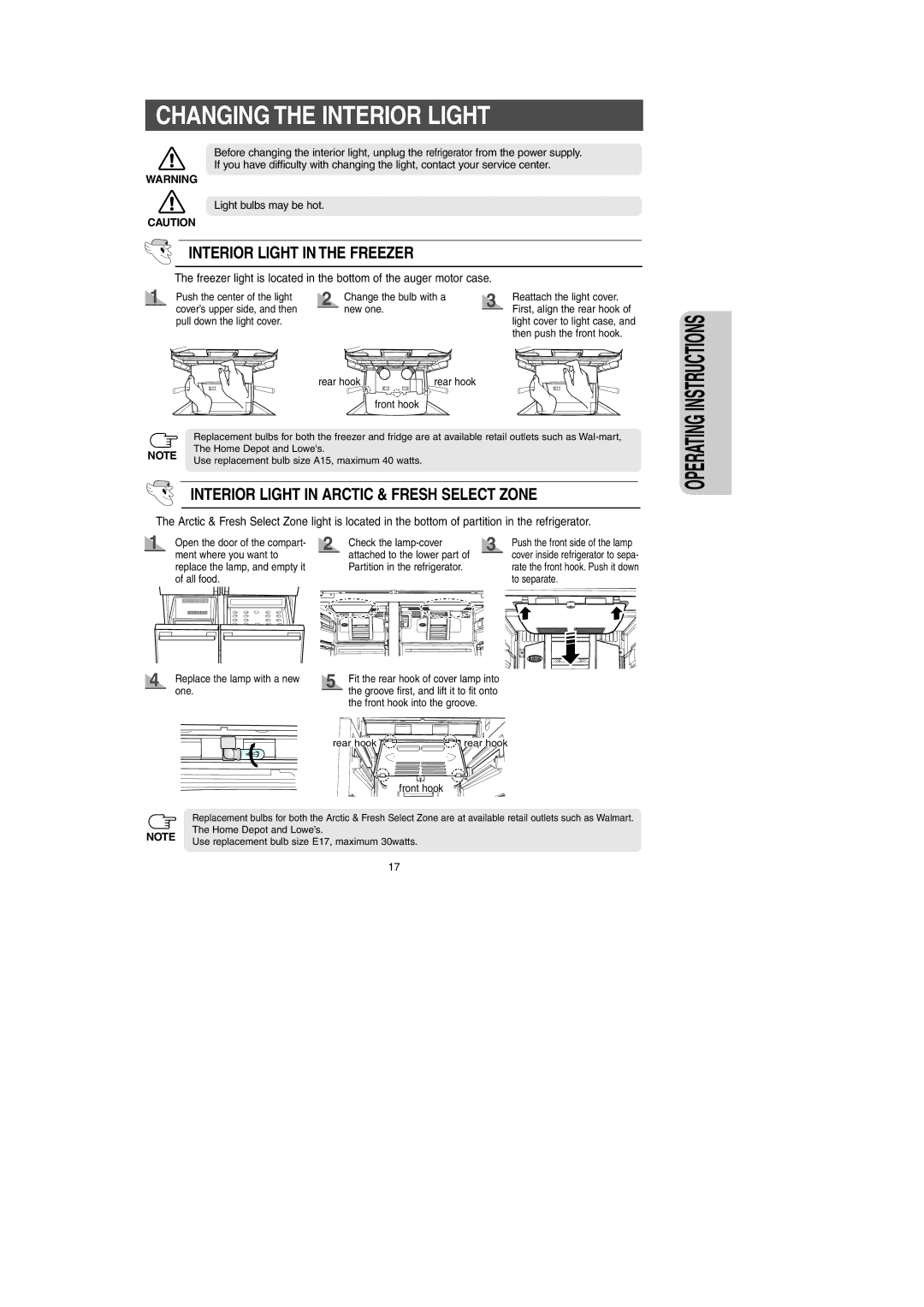 Samsung RM257AB*, RM255AB* owner manual Interior Light in the Freezer 