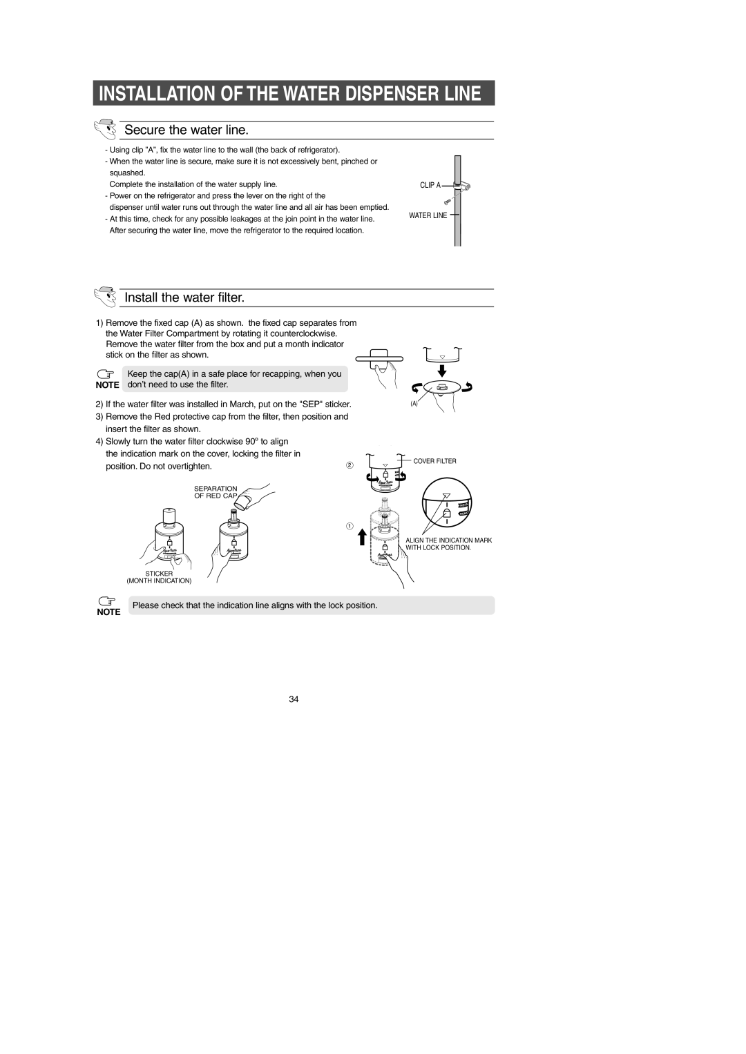 Samsung RM255AB*, RM257AB* owner manual Secure the water line 