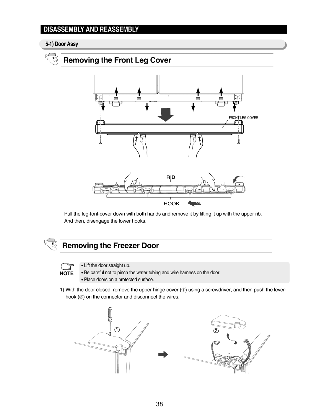 Samsung RM255BABB, RM255BASB manual Removing the Front Leg Cover, Door Assy 