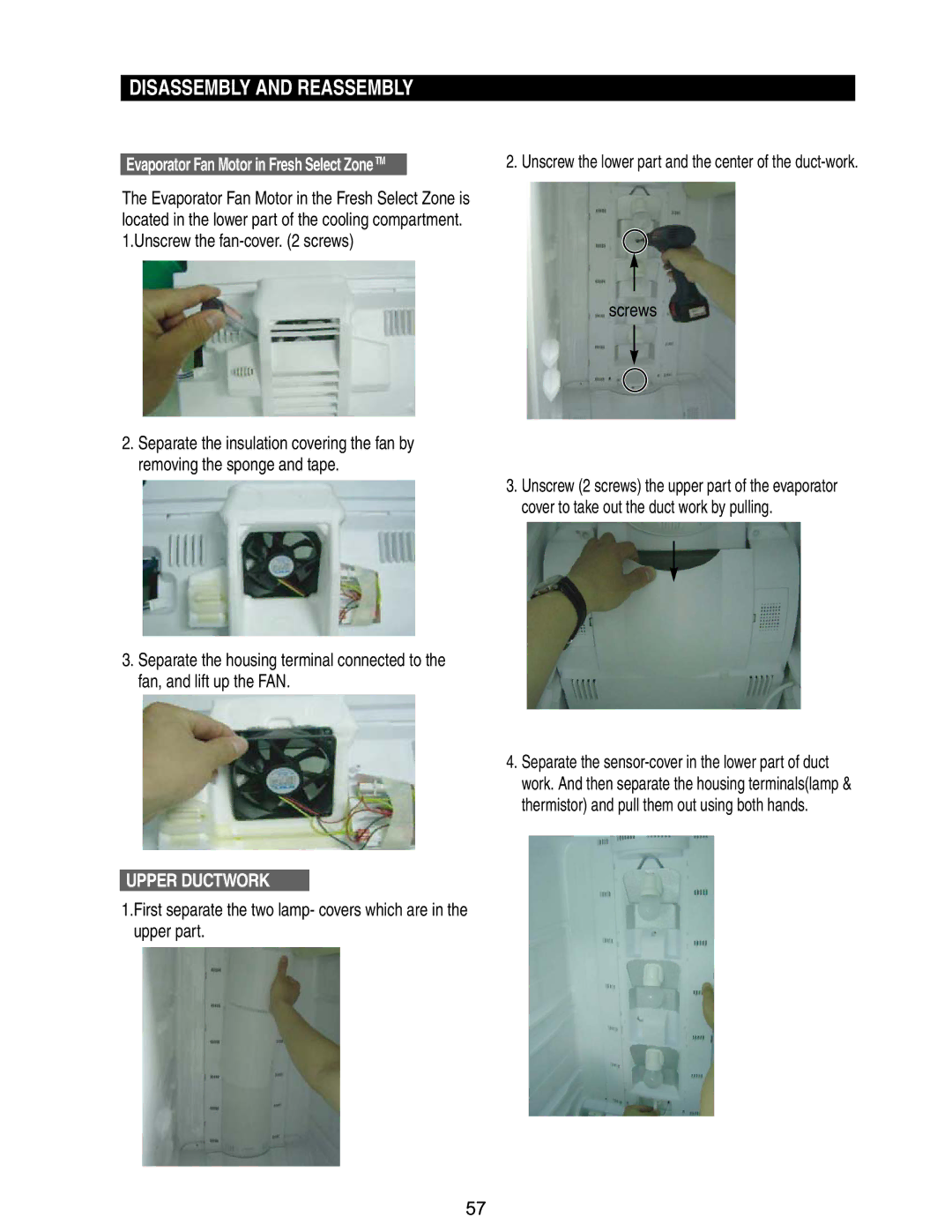 Samsung RM255BASB, RM255BABB manual Upper Ductwork 