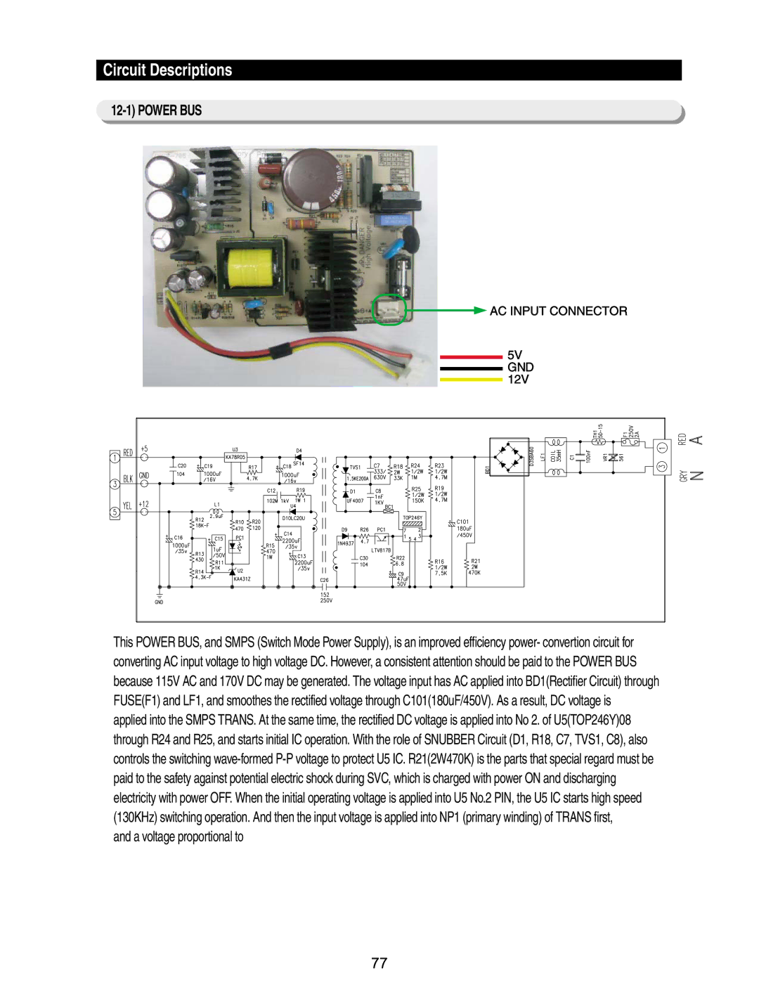 Samsung RM255BASB, RM255BABB manual Power BUS, A voltage proportional to 