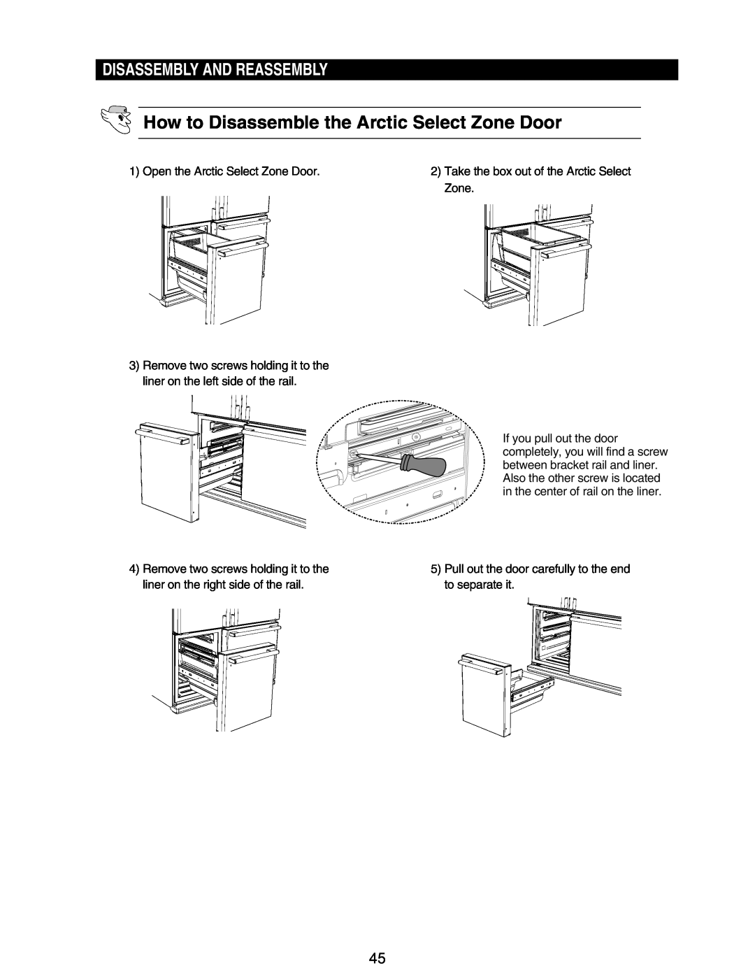Samsung RM255BASB, RM255BABB manual How to Disassemble the Arctic Select Zone Door, Disassembly And Reassembly 