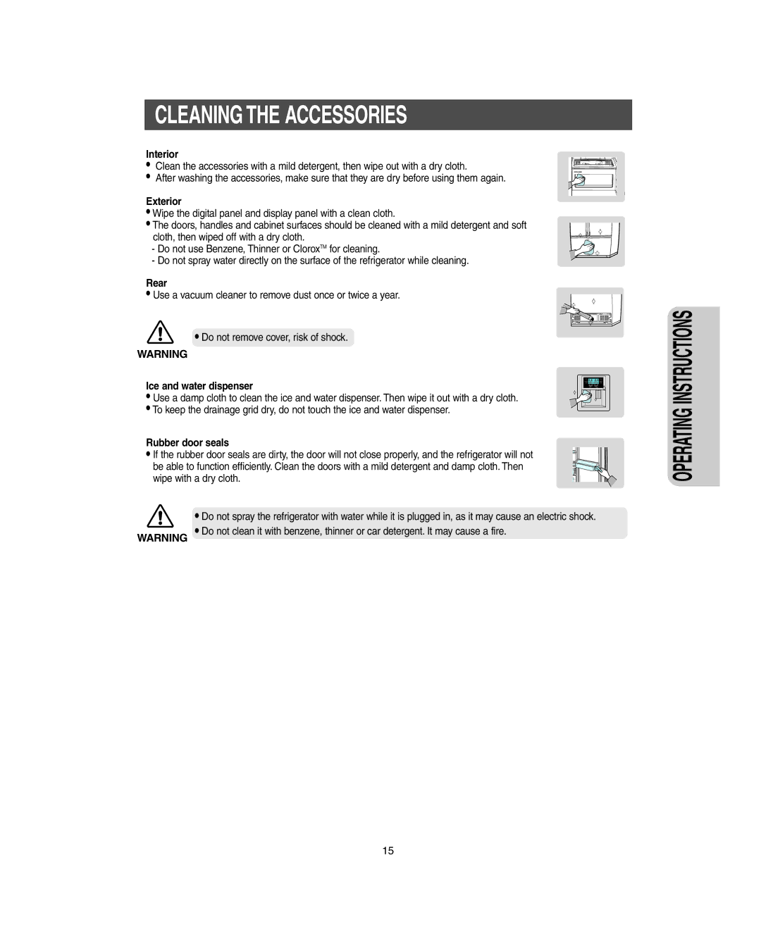 Samsung RM255LARS owner manual Cleaning the Accessories 