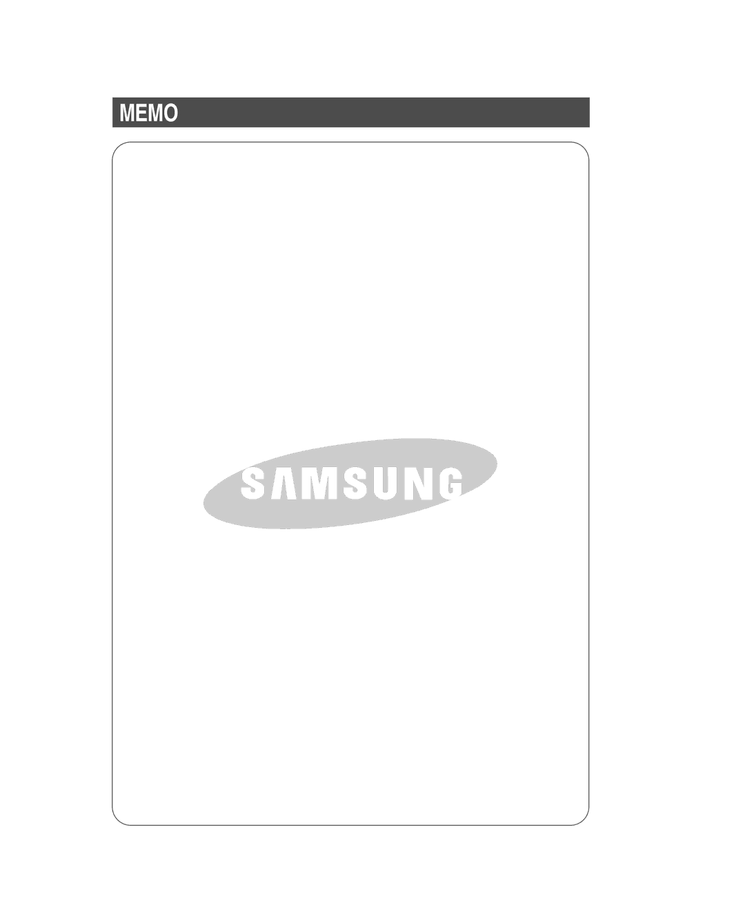 Samsung RM255LARS owner manual Memo 