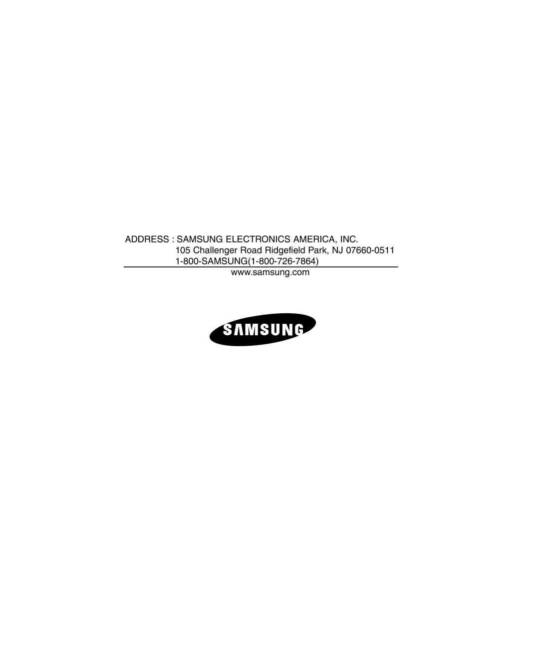 Samsung RM255LARS owner manual Address Samsung Electronics AMERICA, INC 