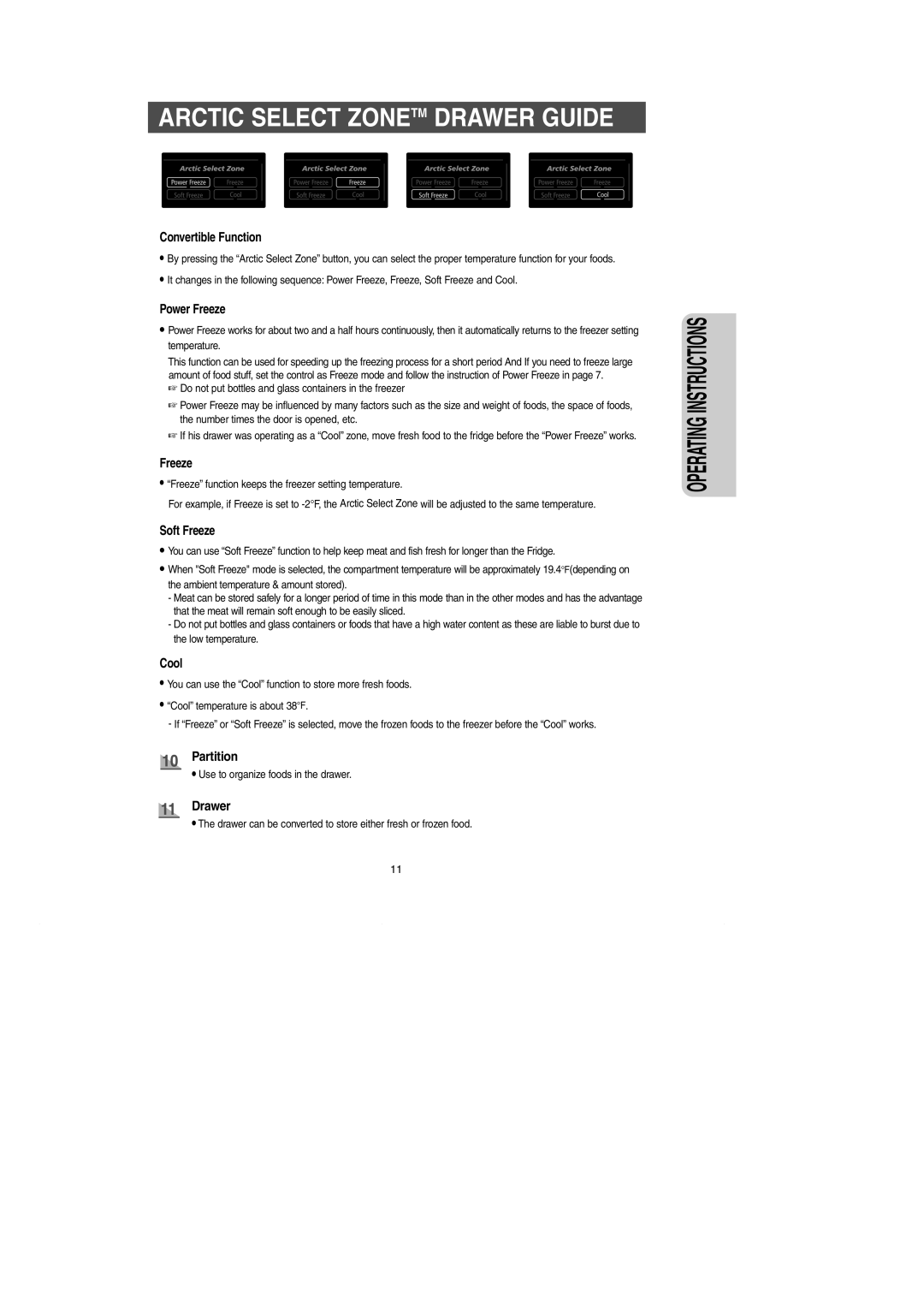 Samsung RM257AC** owner manual Arctic Select Zonetm Drawer Guide, Convertible Function 