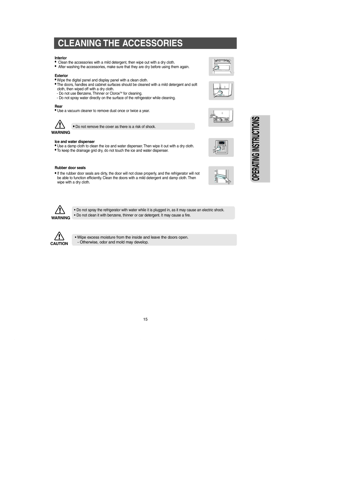 Samsung RM257AC** owner manual Cleaning the Accessories 