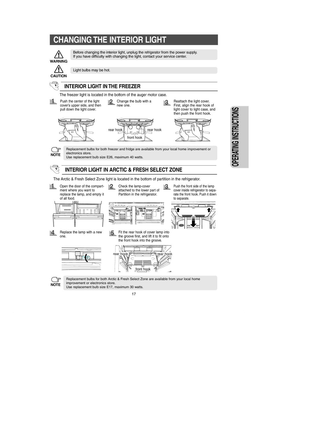 Samsung RM257AC** owner manual Interior Light in the Freezer 