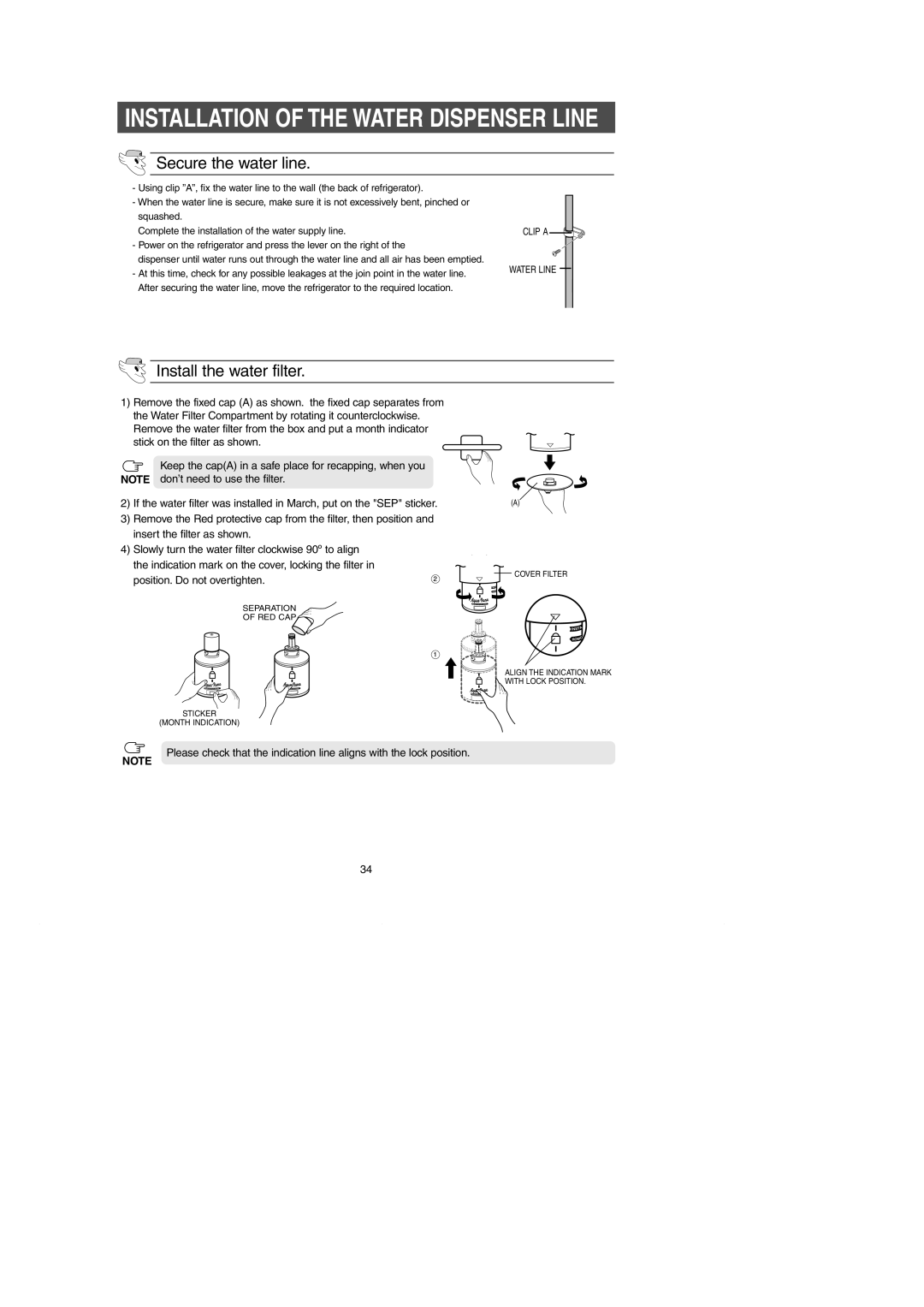 Samsung RM257AC** owner manual Secure the water line 