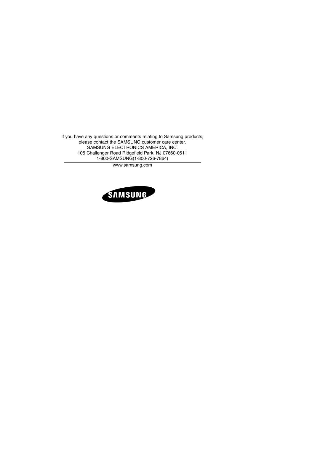 Samsung RM257AC** owner manual Samsung Electronics AMERICA, INC 