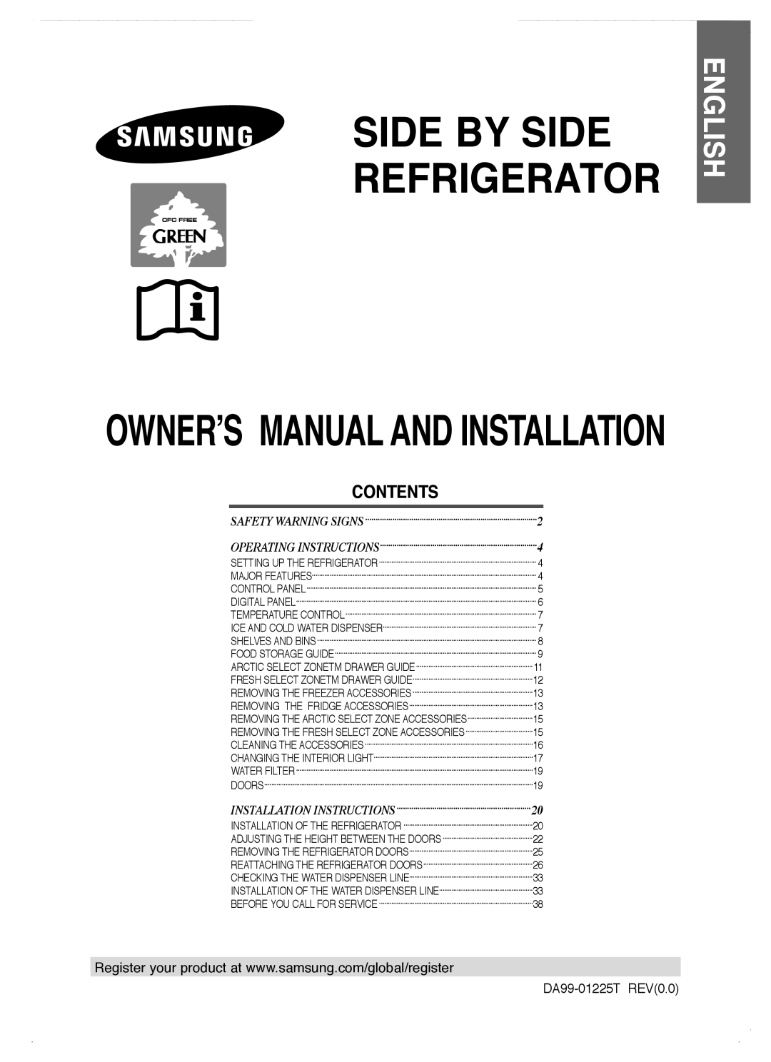 Samsung RM25KGRS1/EUR, RM25KGRS1/BUL manual Side by Side Refrigerator, Contents 