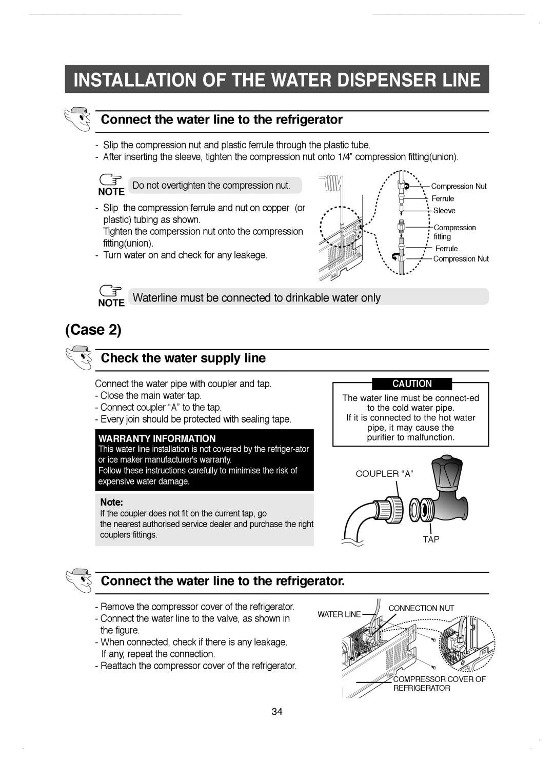 Samsung RM25KGRS1/BUL, RM25KGRS1/EUR manual Connect the water line to the refrigerator, Check the water supply line 