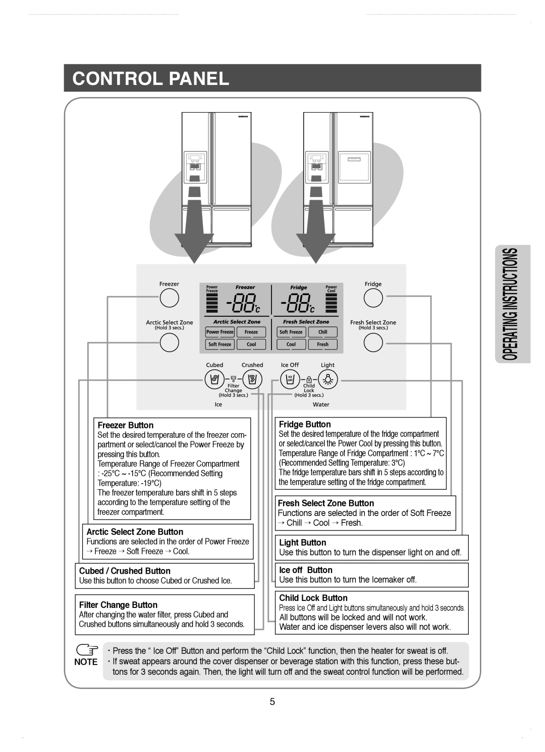 Samsung RM25KGRS1/EUR, RM25KGRS1/BUL manual Control Panel, Freezer Button 