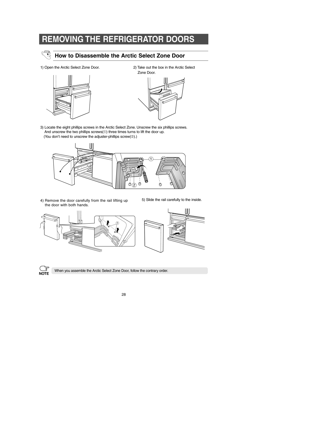 Samsung RM25KGRS1/TAC, RM25KGRS1/XTC, RM25KGRS1/XET, RM25KGSH1/TAC manual How to Disassemble the Arctic Select Zone Door 