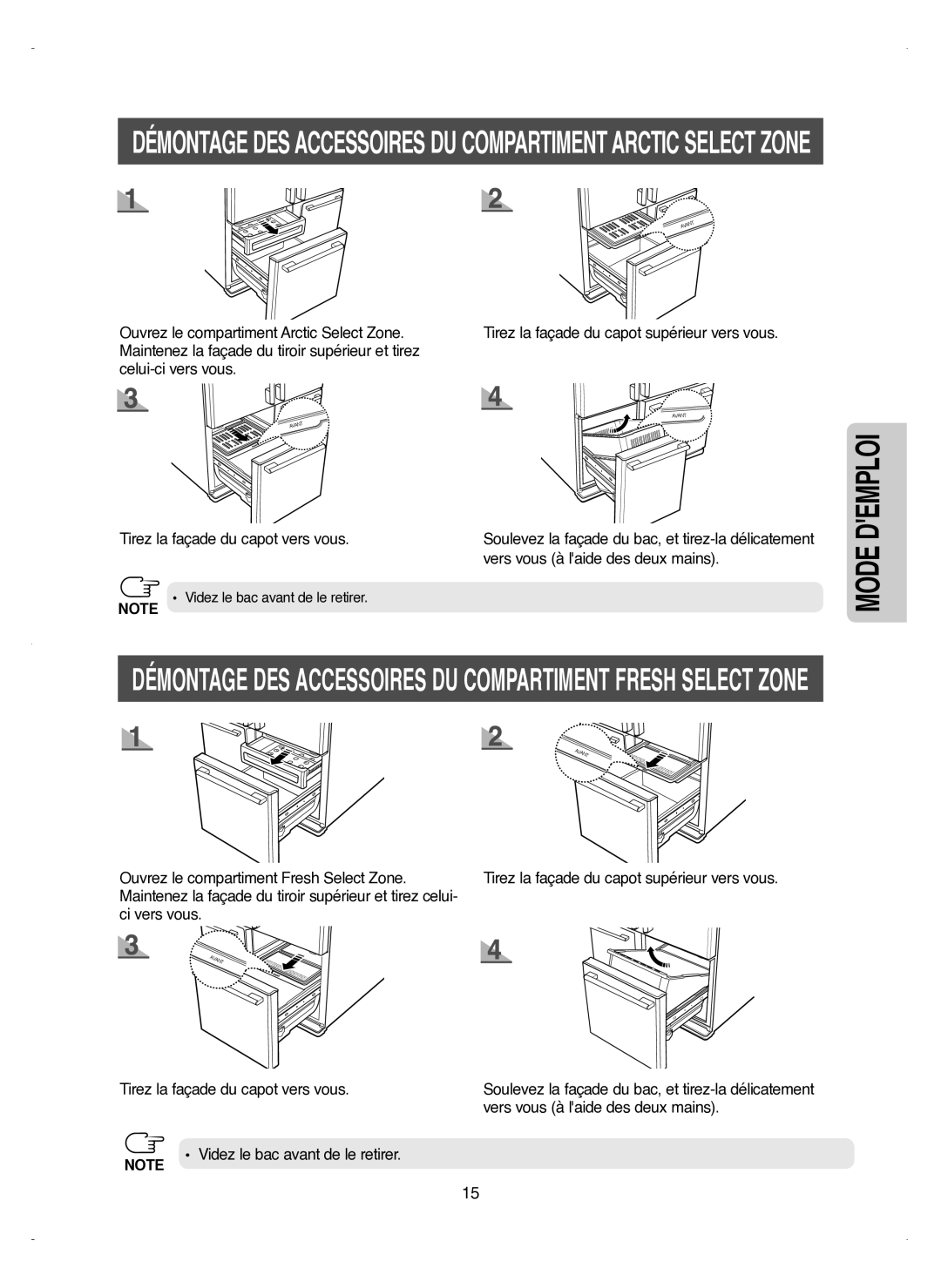 Samsung RM25KGRS1/XEF manual Mode Demploi 