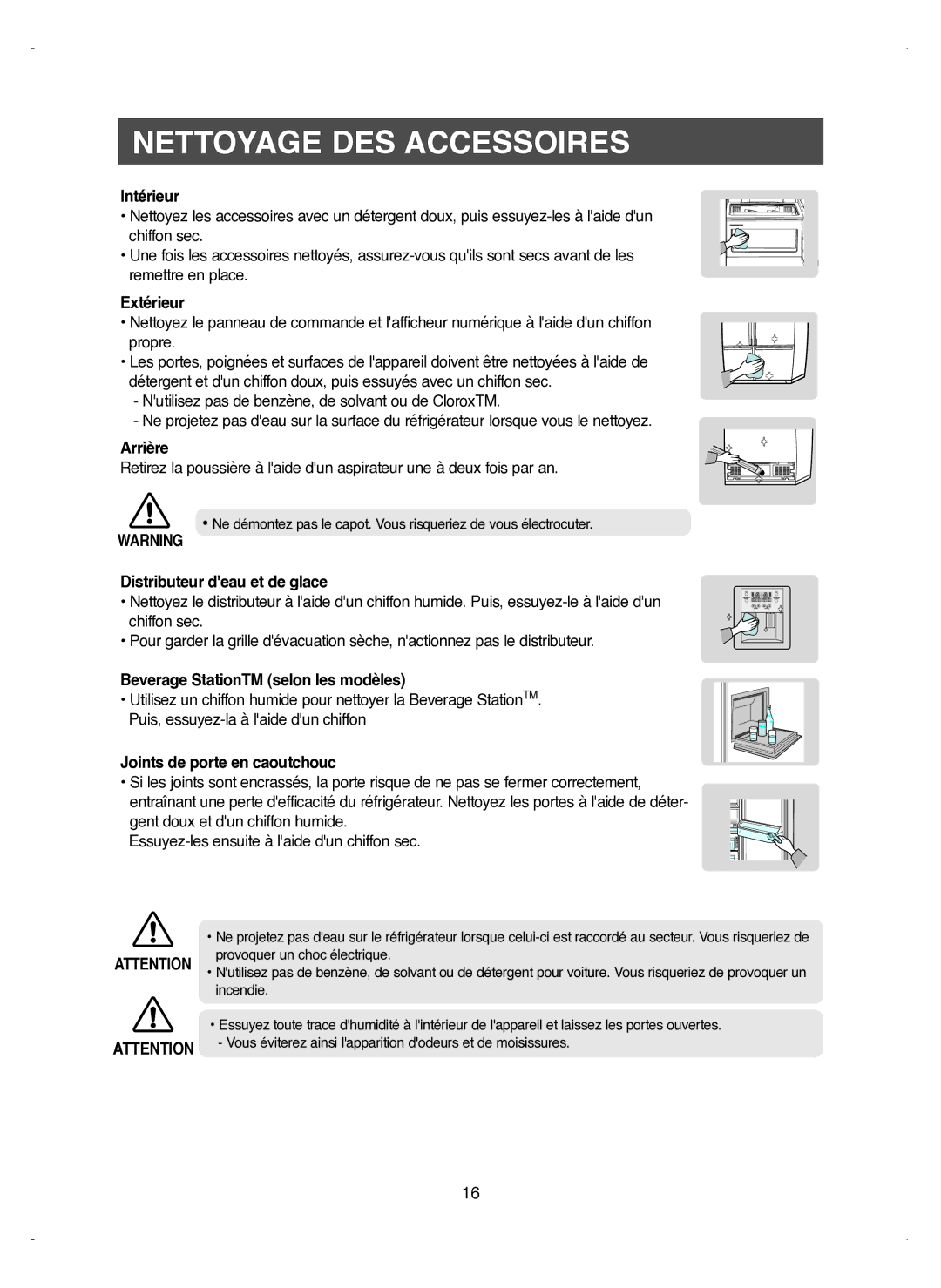 Samsung RM25KGRS1/XEF manual Nettoyage DES Accessoires 