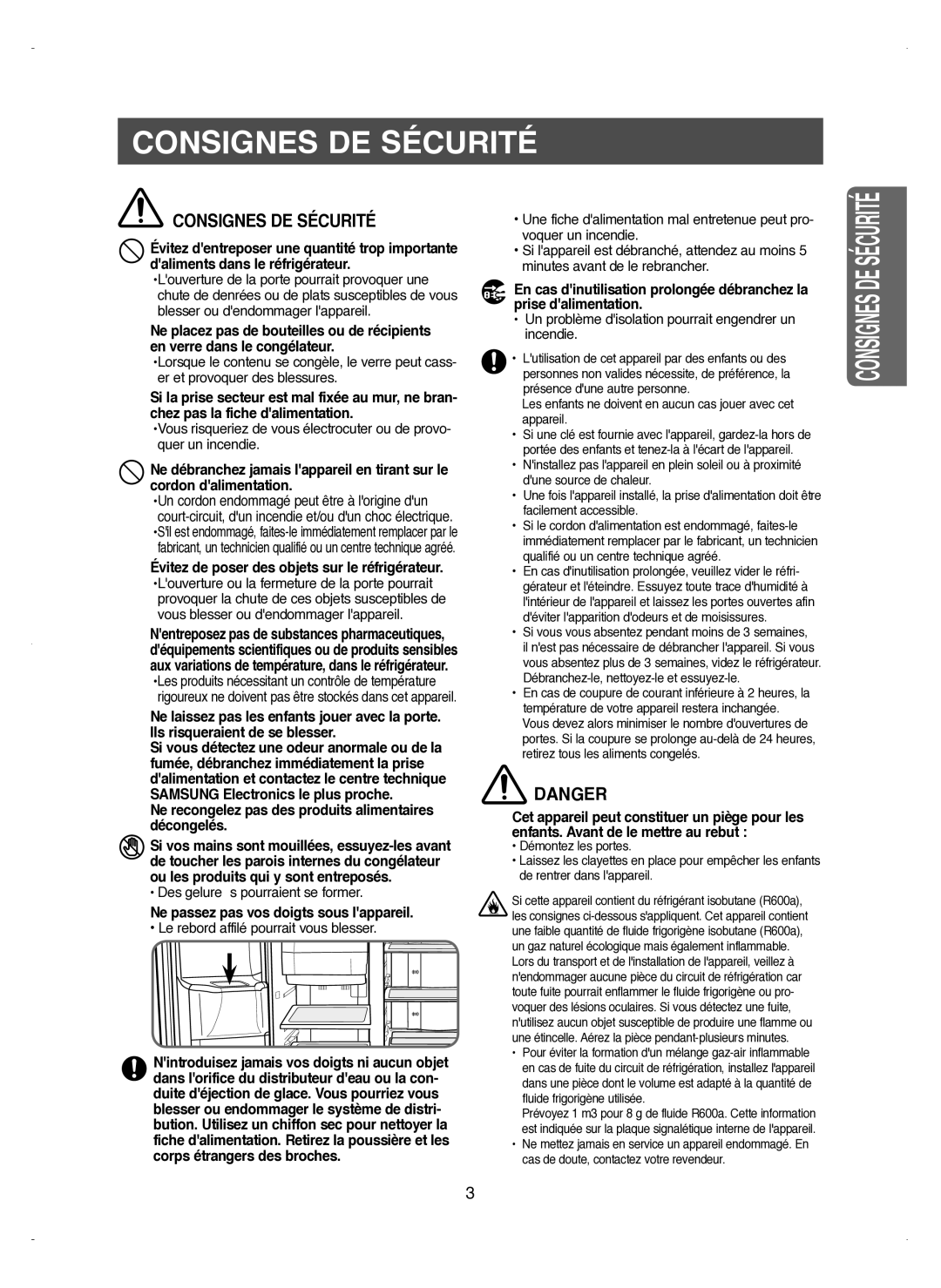 Samsung RM25KGRS1/XEF manual Consignes DE Sécurité 