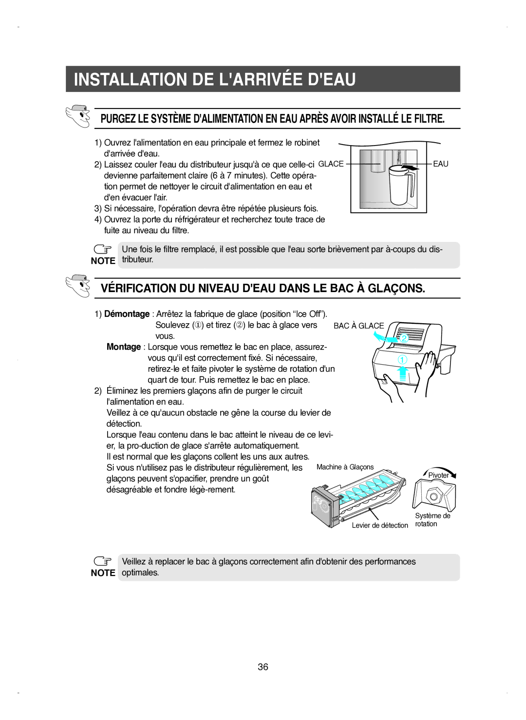 Samsung RM25KGRS1/XEF manual Vérification DU Niveau Deau Dans LE BAC À Glaçons 