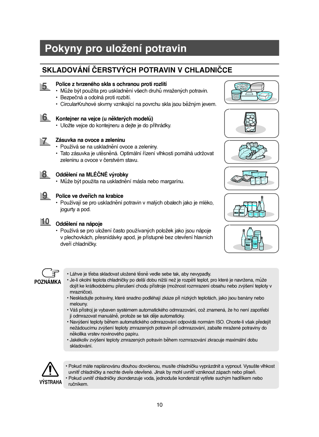 Samsung RM25KGRS1/XEH manual Skladování Čerstvých Potravin V Chladničce 